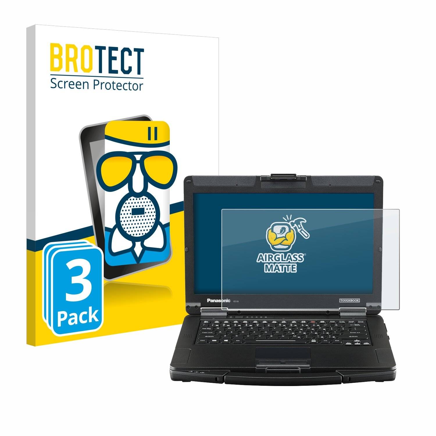 3x BROTECT AirGlass Matt Glas Panzer Folie für Panasonic Toughbook FZ-55 Full