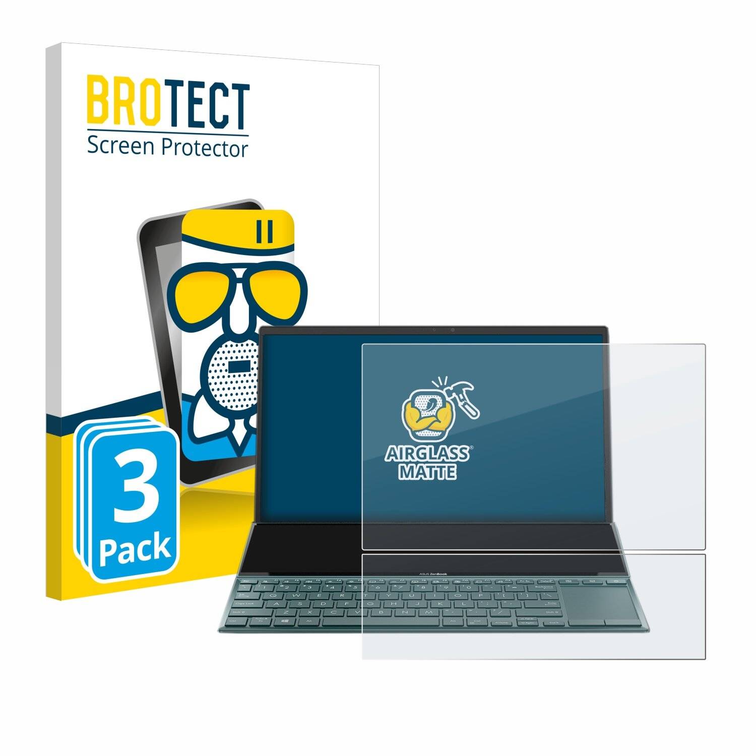 3x BROTECT AirGlass Matt Glas Panzer Folie für ASUS ZenBook Duo 14