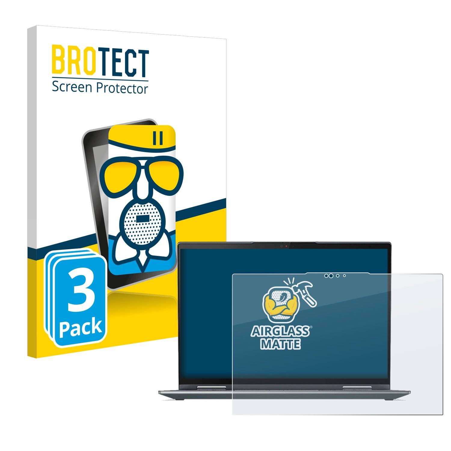 3x BROTECT AirGlass Matt Glas Panzer Folie für Lenovo ThinkPad X1 Yoga (7.