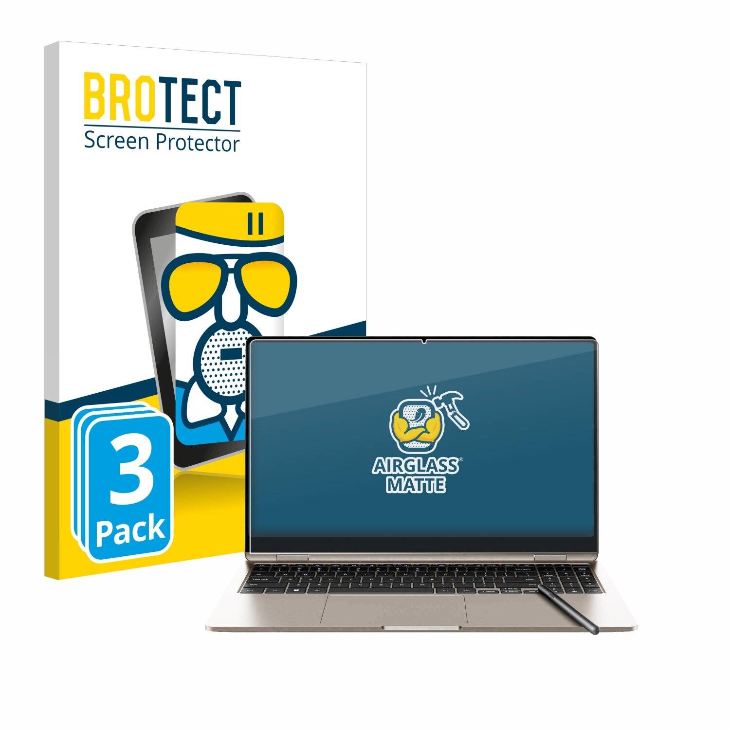 3x BROTECT AirGlass Matt Glas Panzer Folie für Samsung Galaxy Book3 360