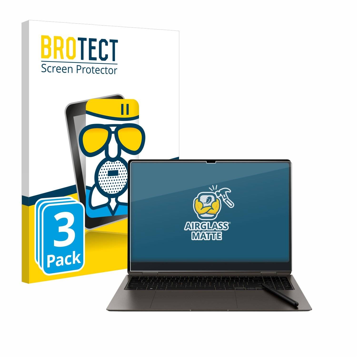 3x BROTECT AirGlass Matt Glas Panzer Folie für Samsung Galaxy Book3 Pro 360