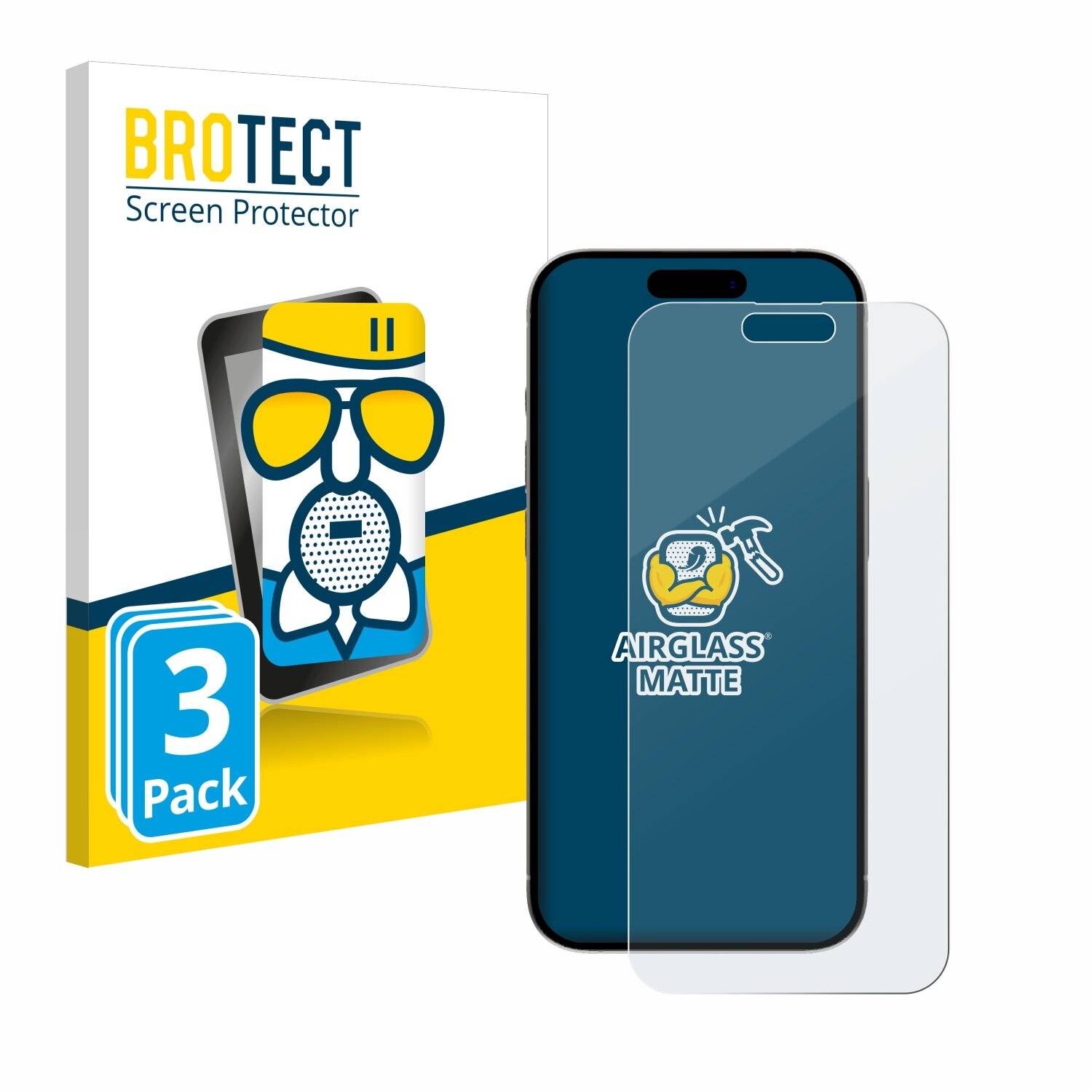 3x BROTECT AirGlass Matt Glas Panzer Folie für Apple iPhone 15 Pro