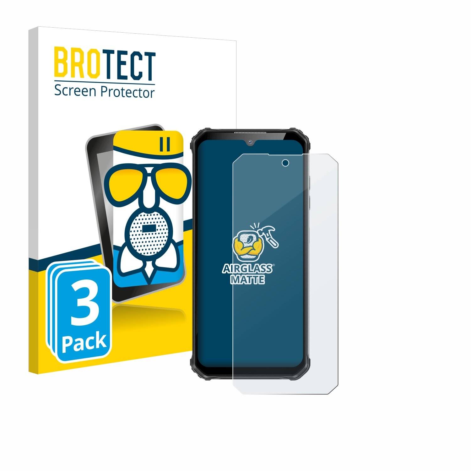 3x BROTECT AirGlass Matt Glas Panzer Folie für Oukitel