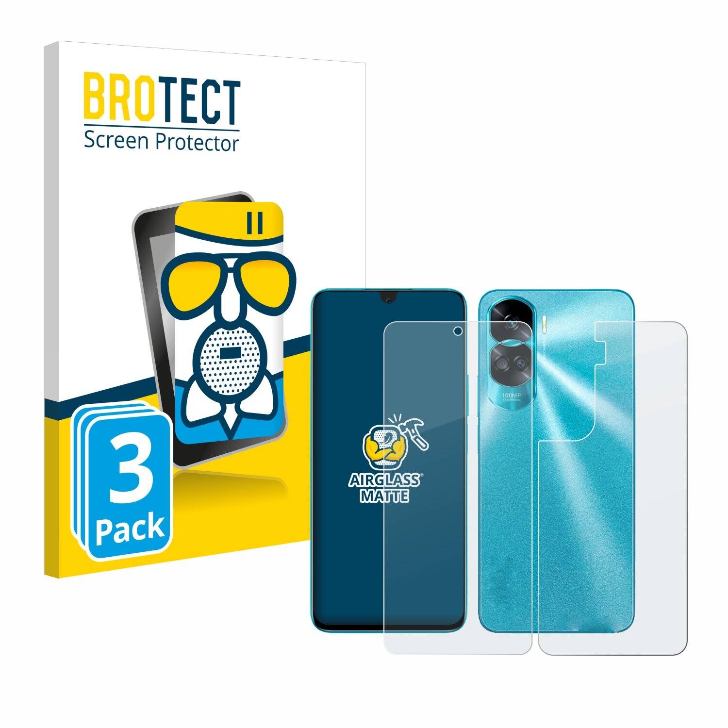3x BROTECT AirGlass Matt Glas Panzer Folie für Honor 90 Lite