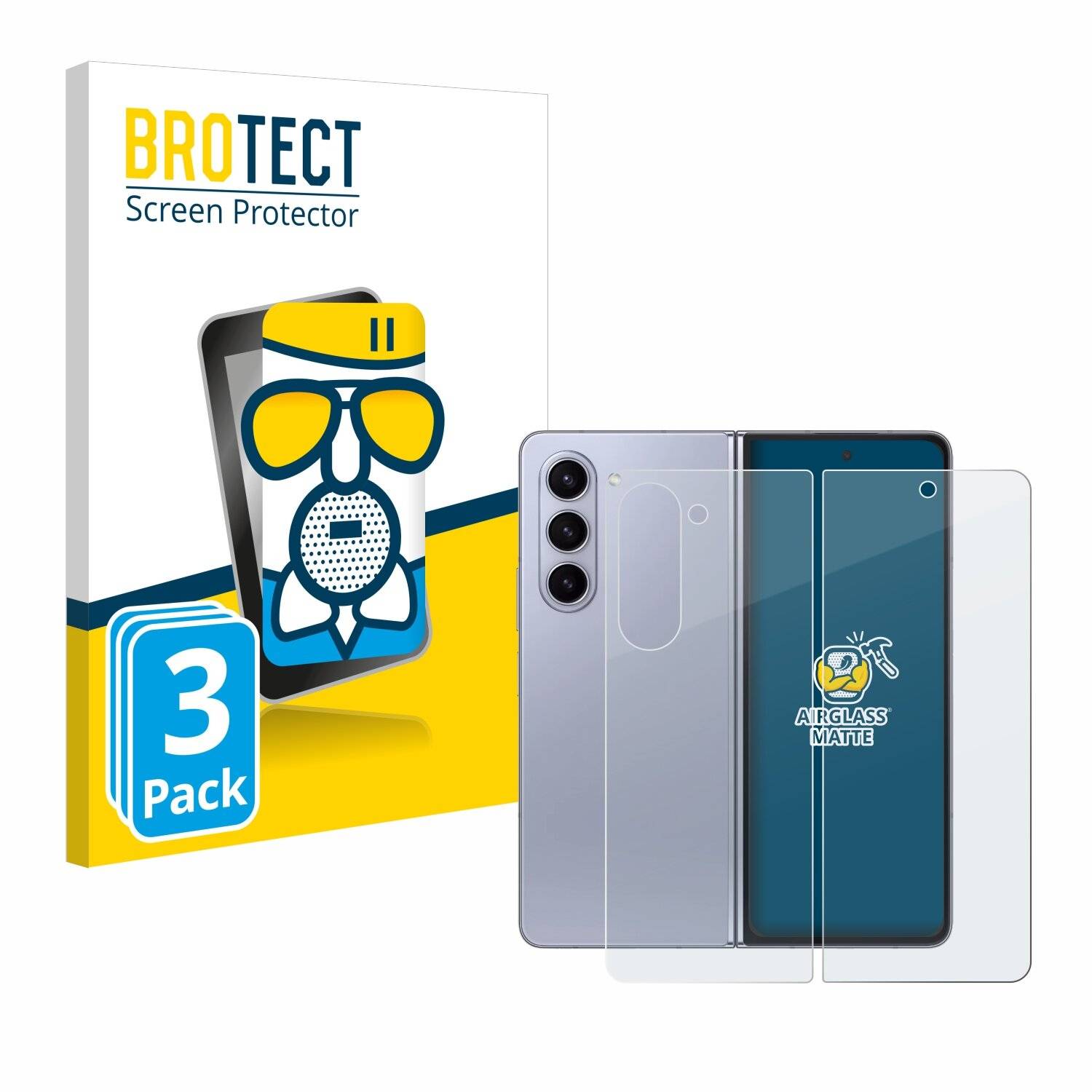 3x BROTECT AirGlass Matt Glas Panzer Folie für Samsung Galaxy Z Fold 5