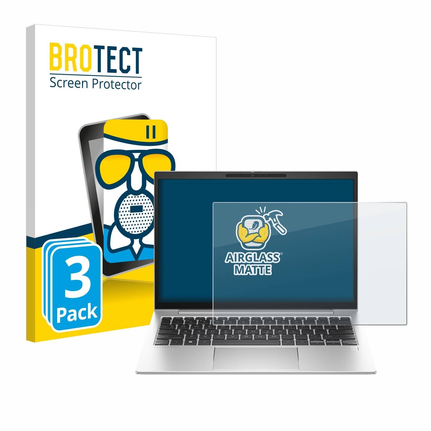 3x BROTECT AirGlass Matt Glas Panzer Folie für HP EliteBook 835