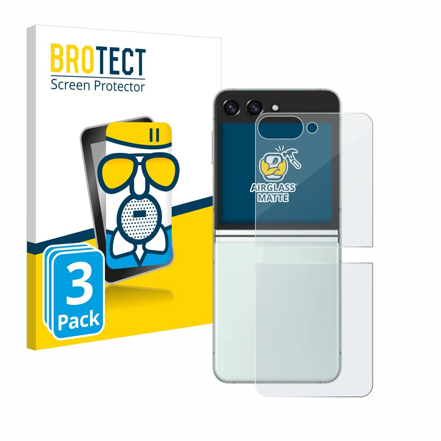 3x BROTECT AirGlass Matt Glas Panzer Folie für Samsung Galaxy Z Flip 5