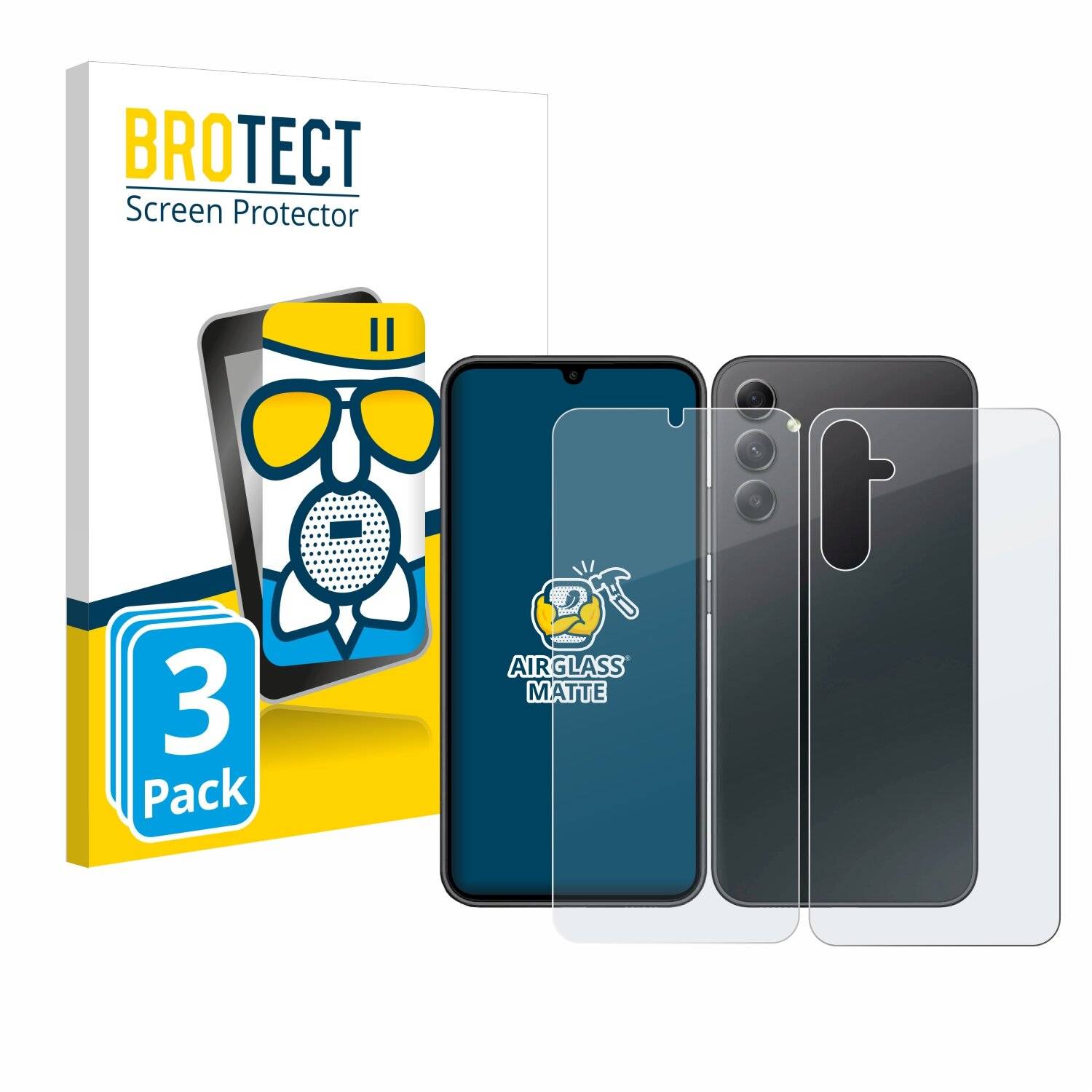 3x BROTECT AirGlass Matt Glas Panzer Folie für Samsung Galaxy A34 5G Enterprise Edition