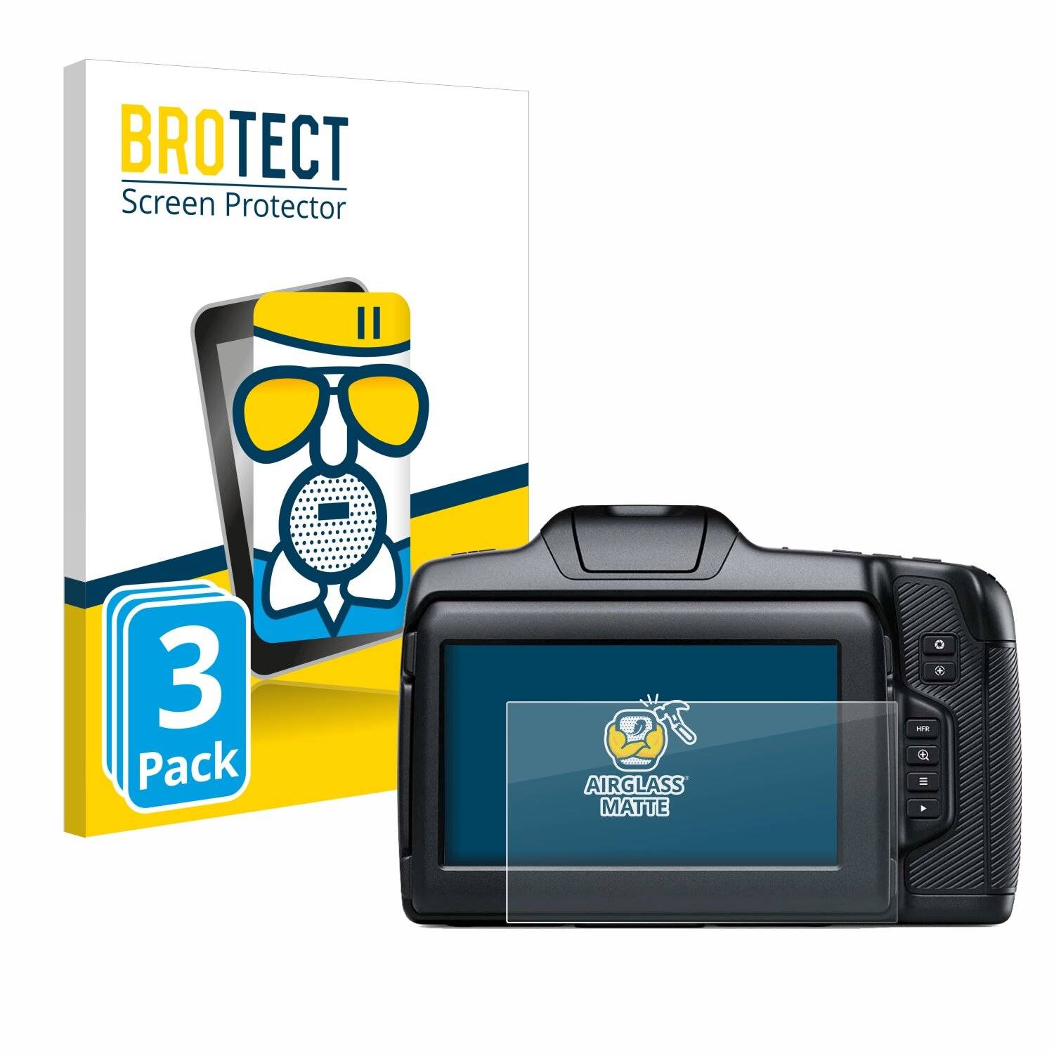 3x BROTECT AirGlass Matt Glas Panzer Folie für Blackmagic Pocket Cinema Camera 6K