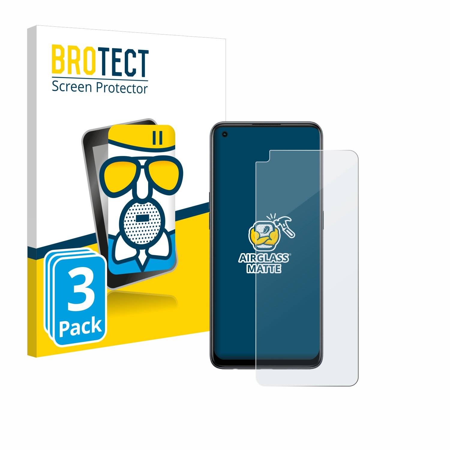 3x BROTECT AirGlass Matt Glas Panzer Folie für Oppo Reno