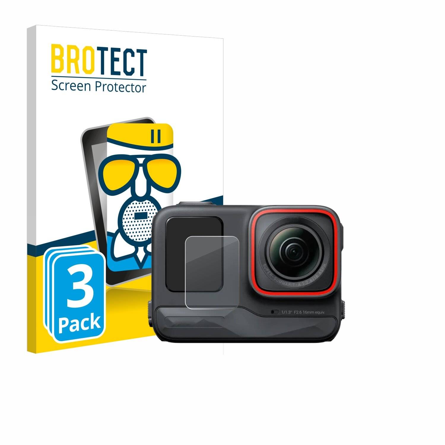 3x BROTECT AirGlass Matt Glas Panzer Folie für Insta360 Ace Pro (Vorderes