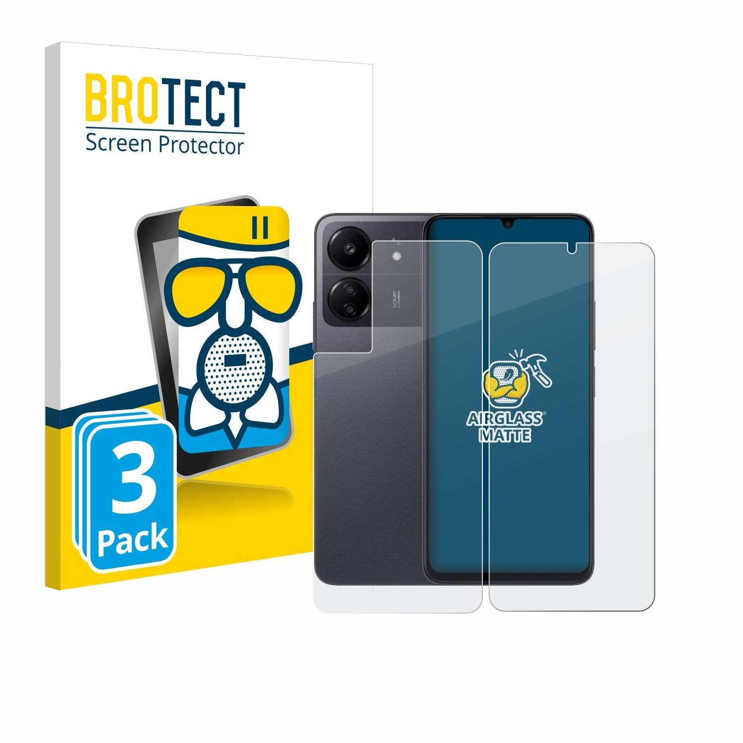 3x BROTECT AirGlass Matt Glas Panzer Folie für Xiaomi Poco C65