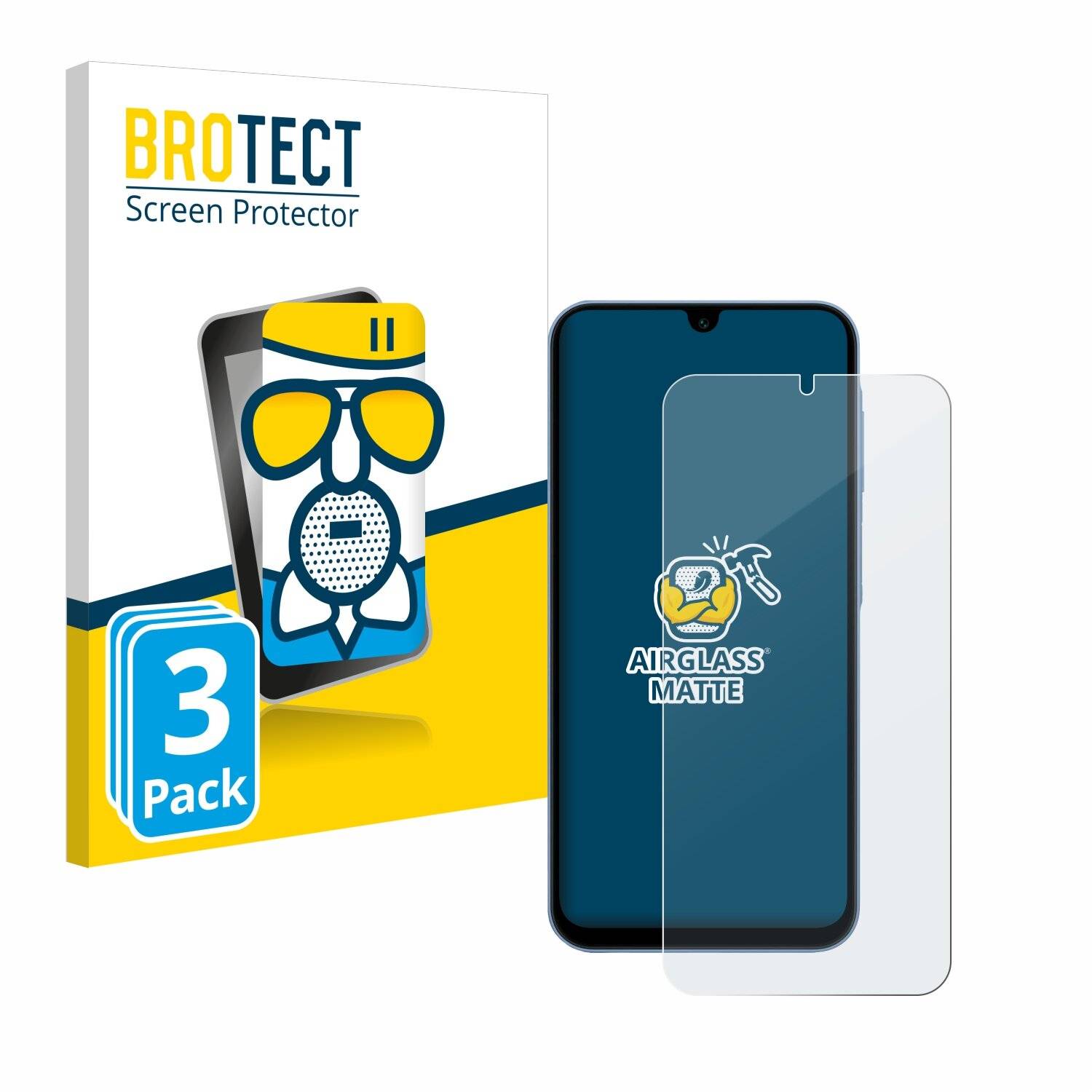 3x BROTECT AirGlass Matt Glas Panzer Folie für Samsung Galaxy A15