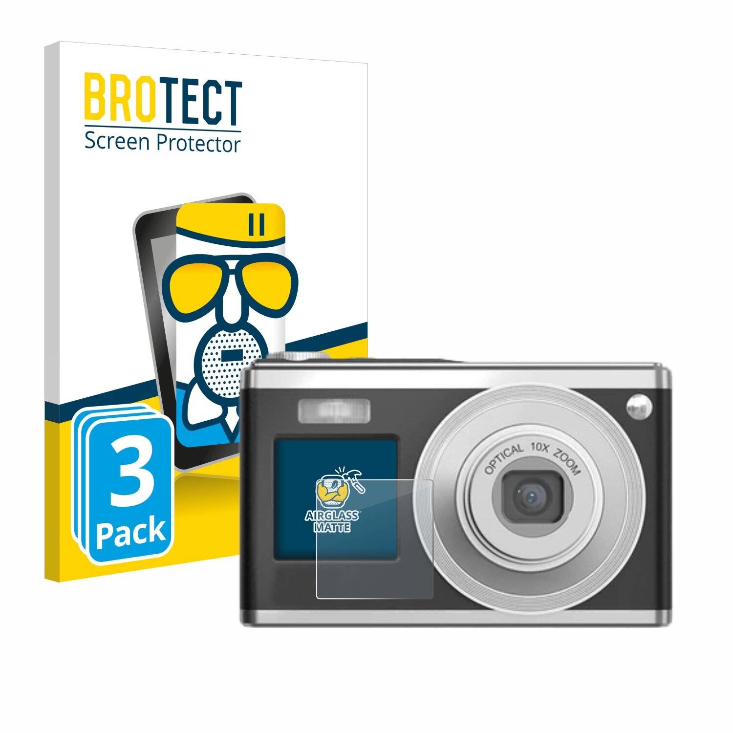 3x BROTECT AirGlass Matt Glas Panzer Folie für Rollei Compactline 10X (Vorderes