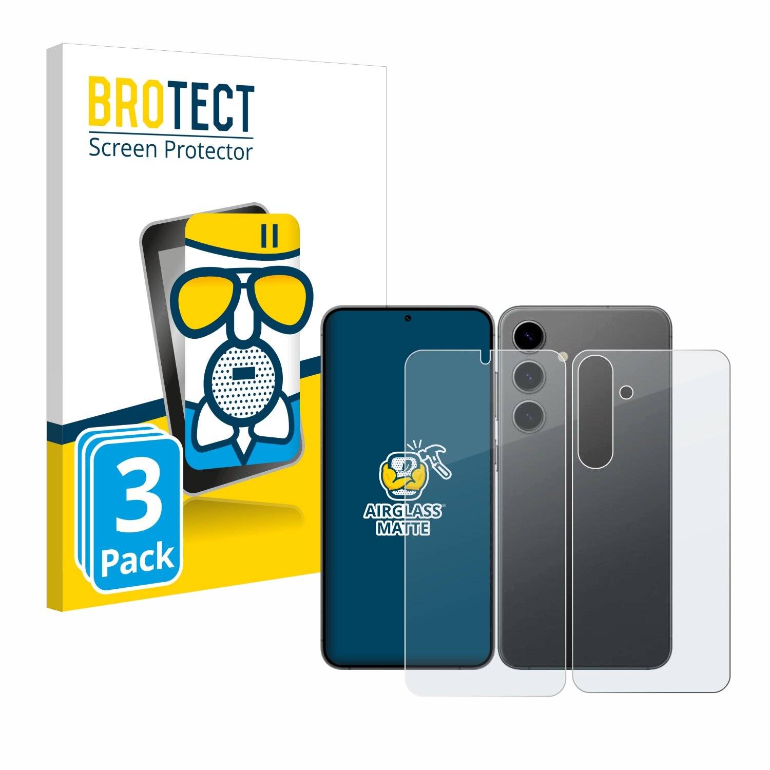 3x BROTECT AirGlass Matt Glas Panzer Folie für Samsung Galaxy S24 Plus