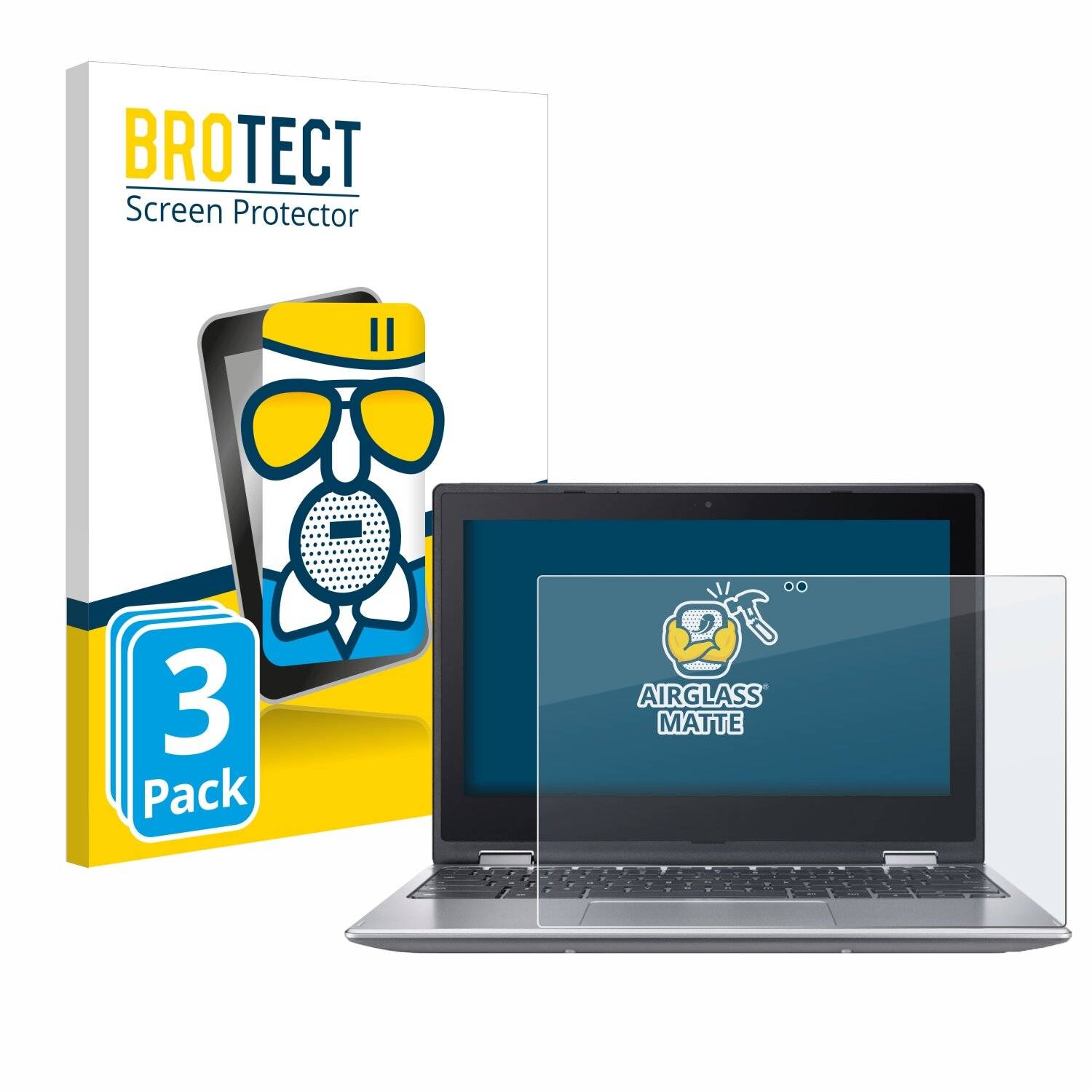 3x BROTECT AirGlass Matt Glas Panzer Folie für Acer Chromebook Spin 511