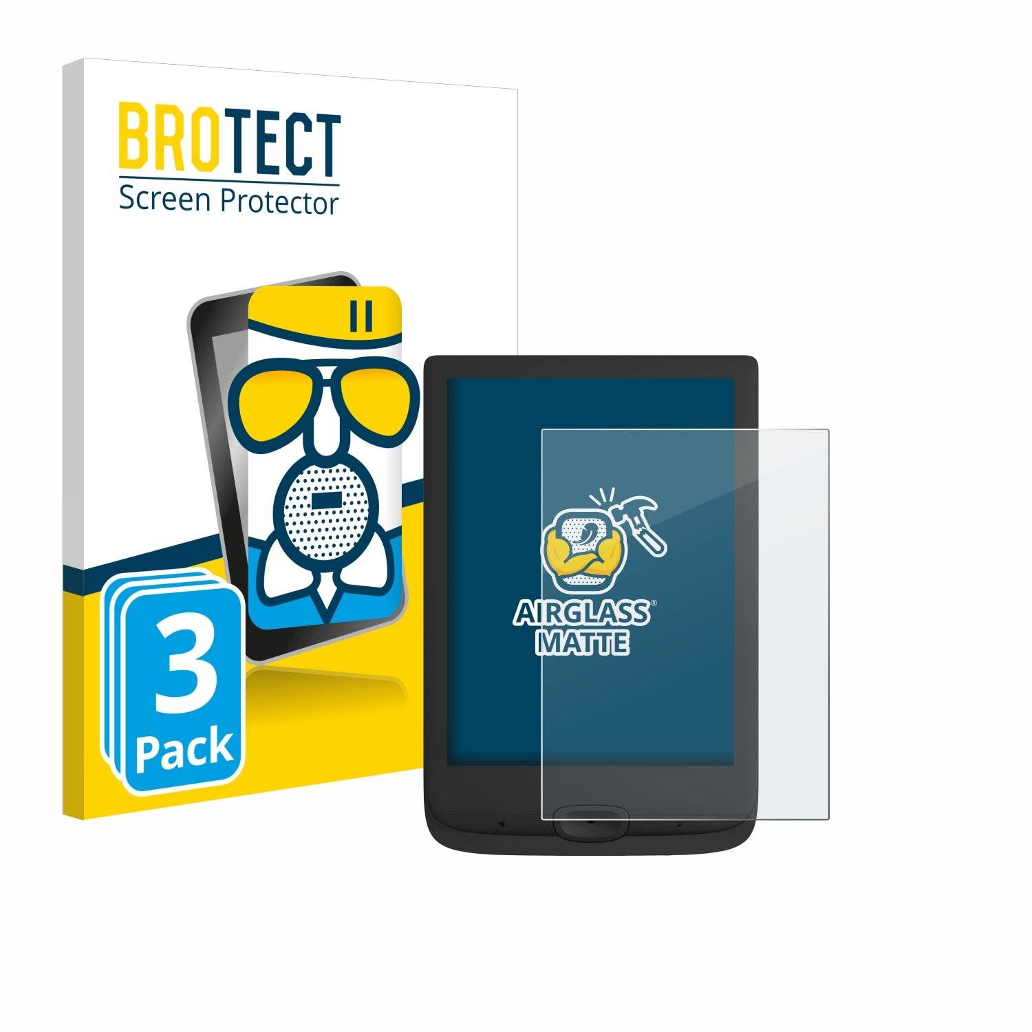 3x BROTECT AirGlass Matt Glas Panzer Folie für PocketBook Basic Lux