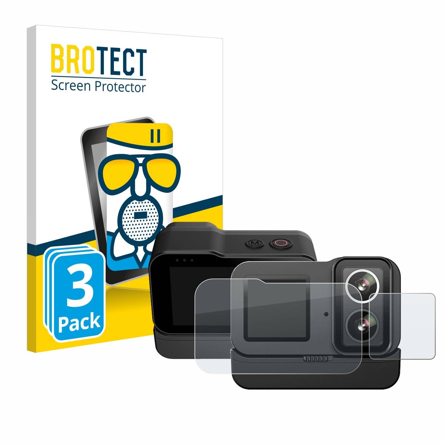 3x BROTECT AirGlass Matt Glas Panzer Folie für SJCAM SJ20 Dual
