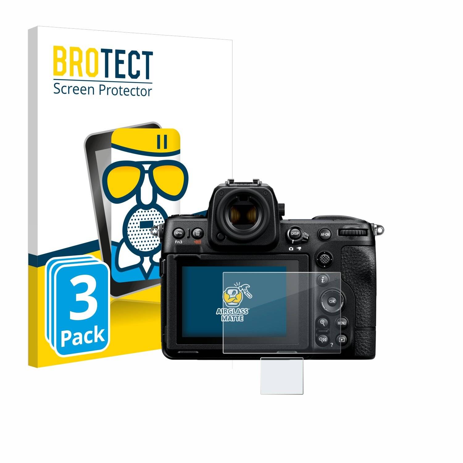 3x BROTECT AirGlass Matt Glas Panzer Folie für Nikon Z 8 (Display +