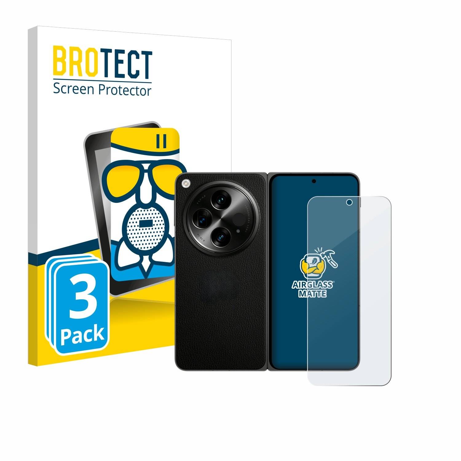 3x BROTECT AirGlass Matt Glas Panzer Folie für OnePlus Open