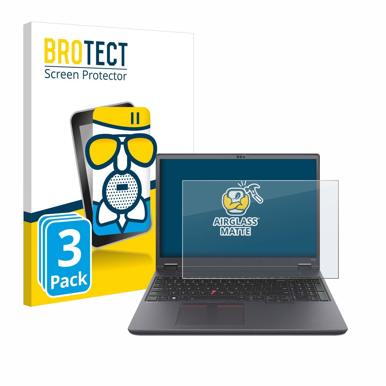 3x BROTECT AirGlass Matt Glas Panzer Folie für Lenovo ThinkPad P16v Gen