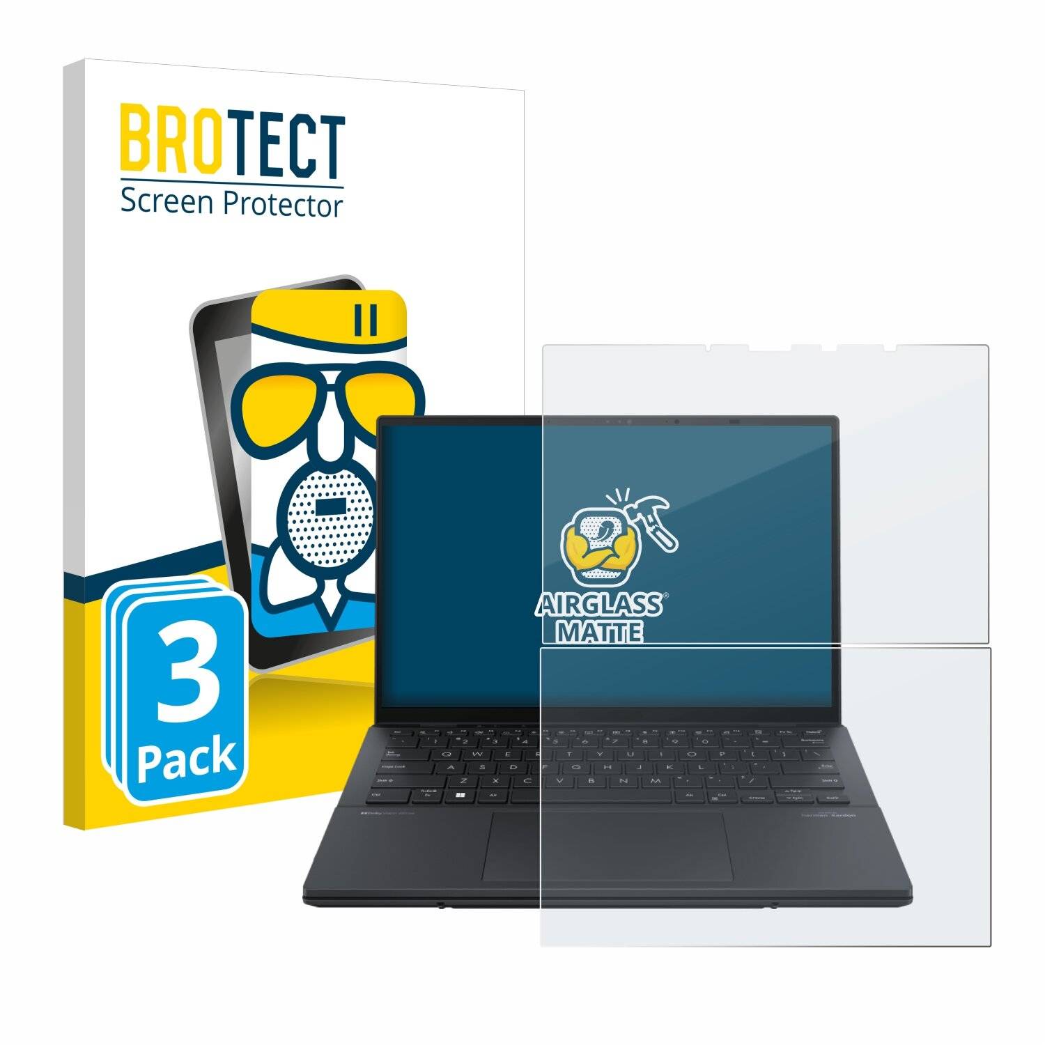 3x BROTECT AirGlass Matt Glas Panzer Folie für ASUS ZenBook Duo OLED 2024