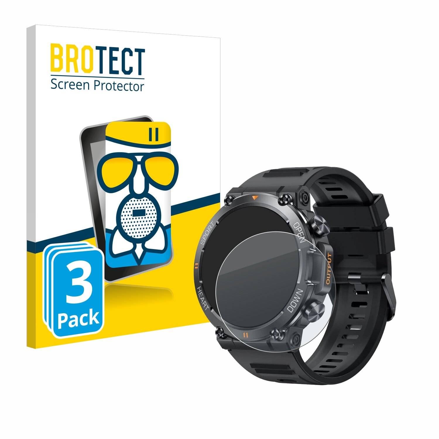 3x BROTECT AirGlass Matt Glas Panzer Folie für Akkee Smartwatch