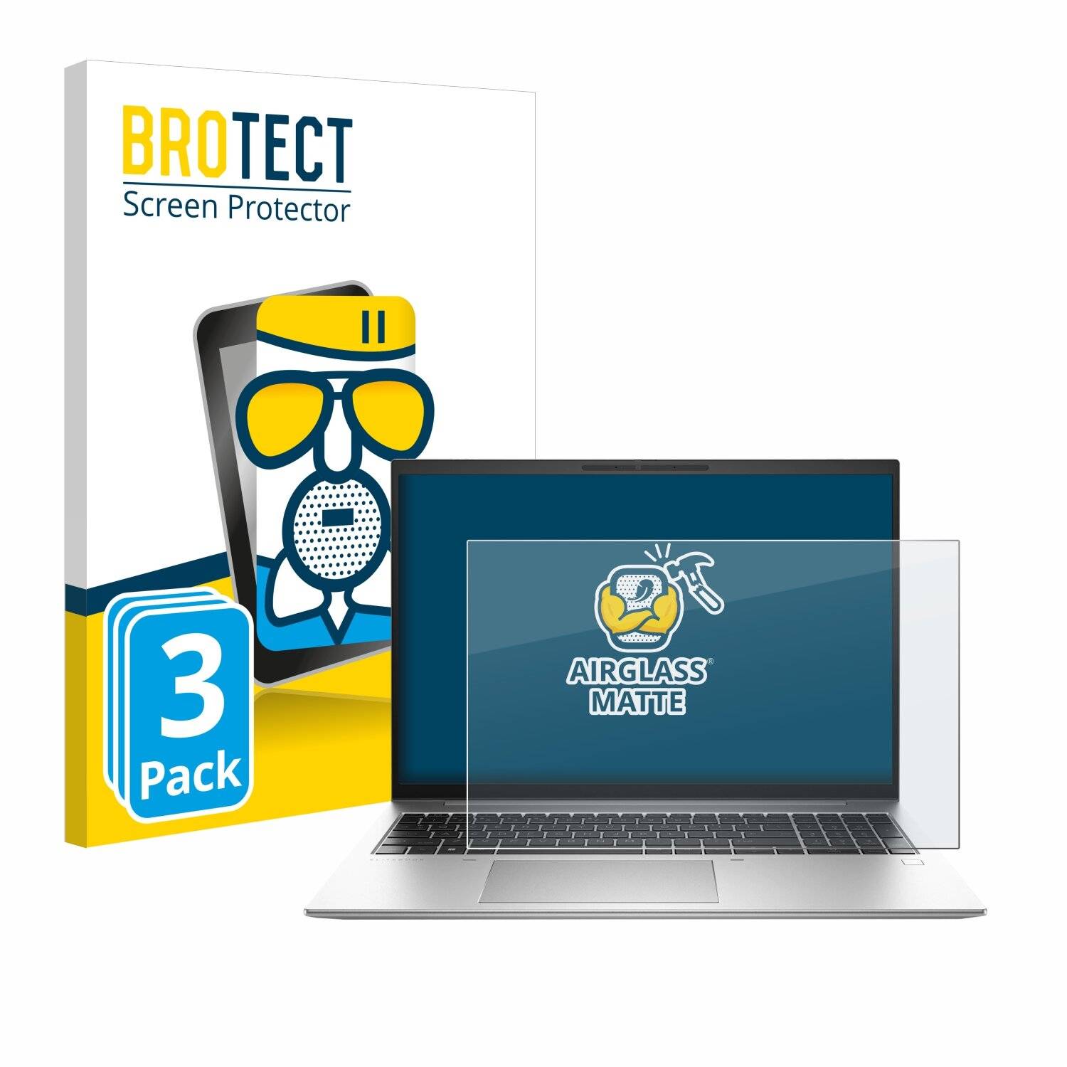 3x BROTECT AirGlass Matt Glas Panzer Folie für HP EliteBook 865