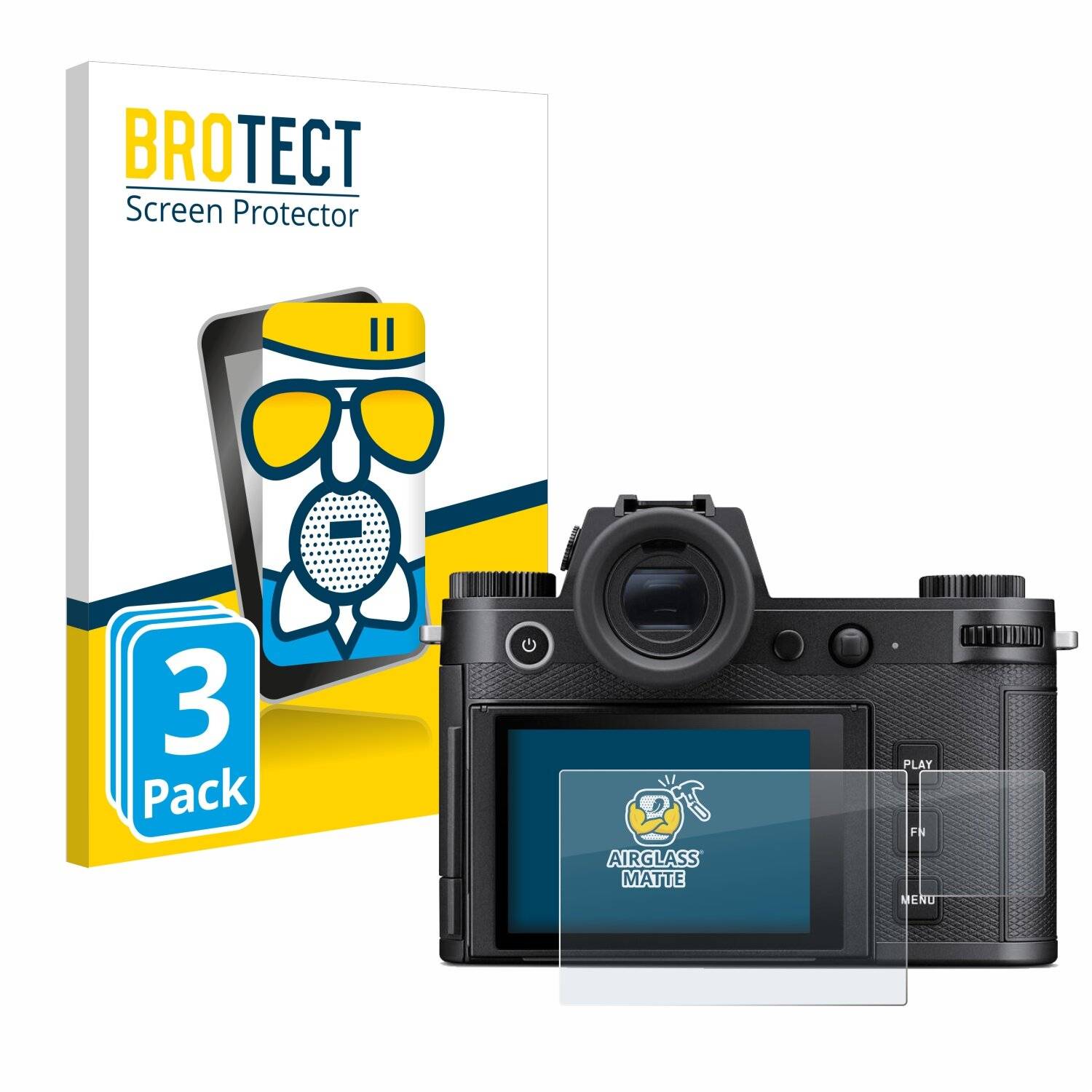3x BROTECT AirGlass Matt Glas Panzer Folie für Leica SL3 (Display +