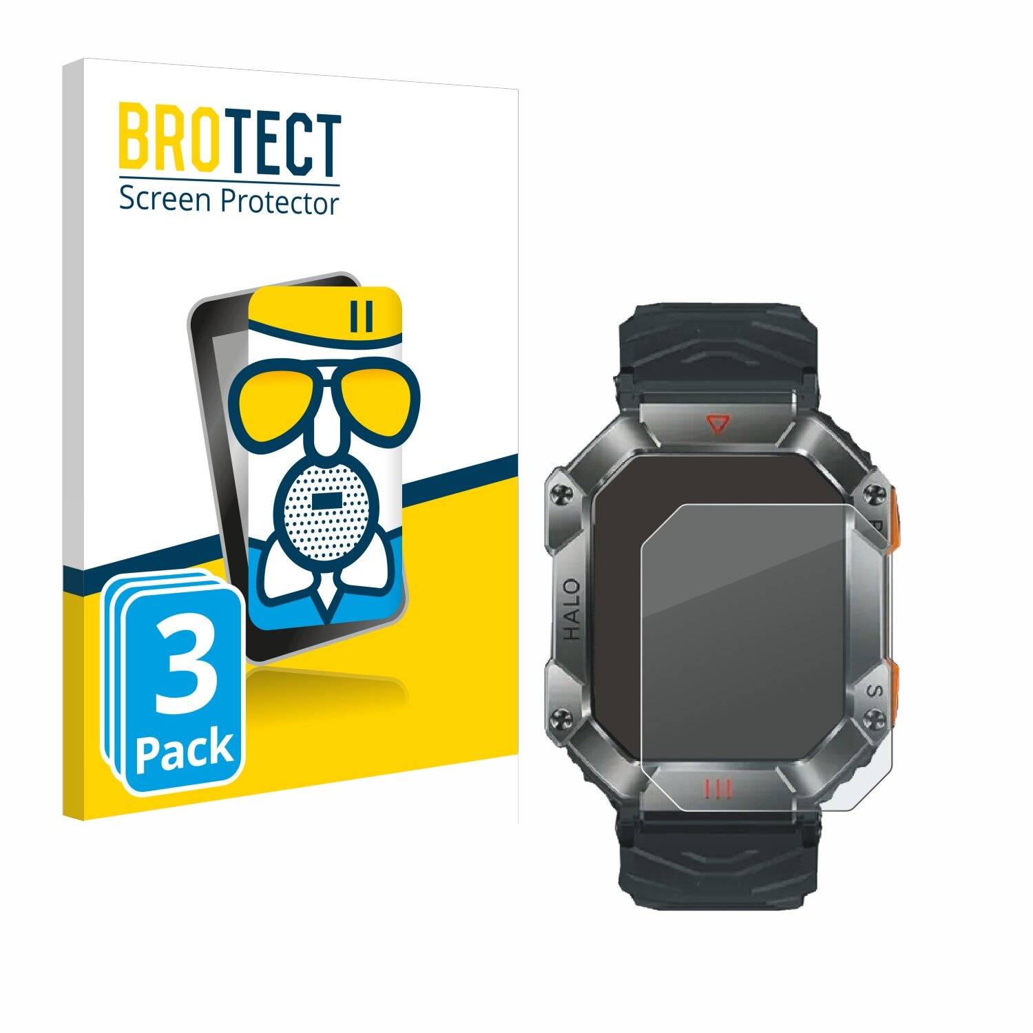 3x BROTECT AirGlass Matt Glas Panzer Folie für Ineyes Smartwatch
