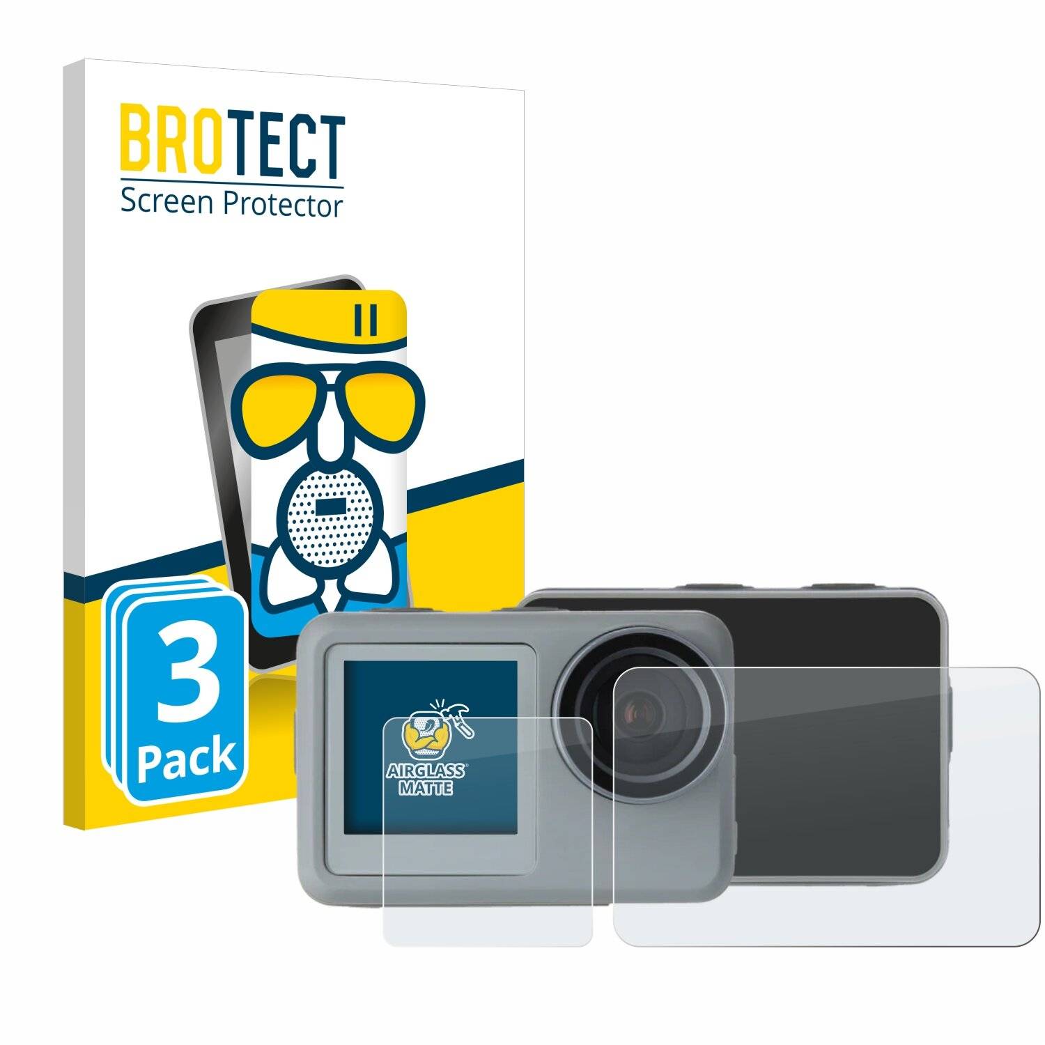 3x BROTECT AirGlass Matt Glas Panzer Folie für Rollei Actioncam 9s