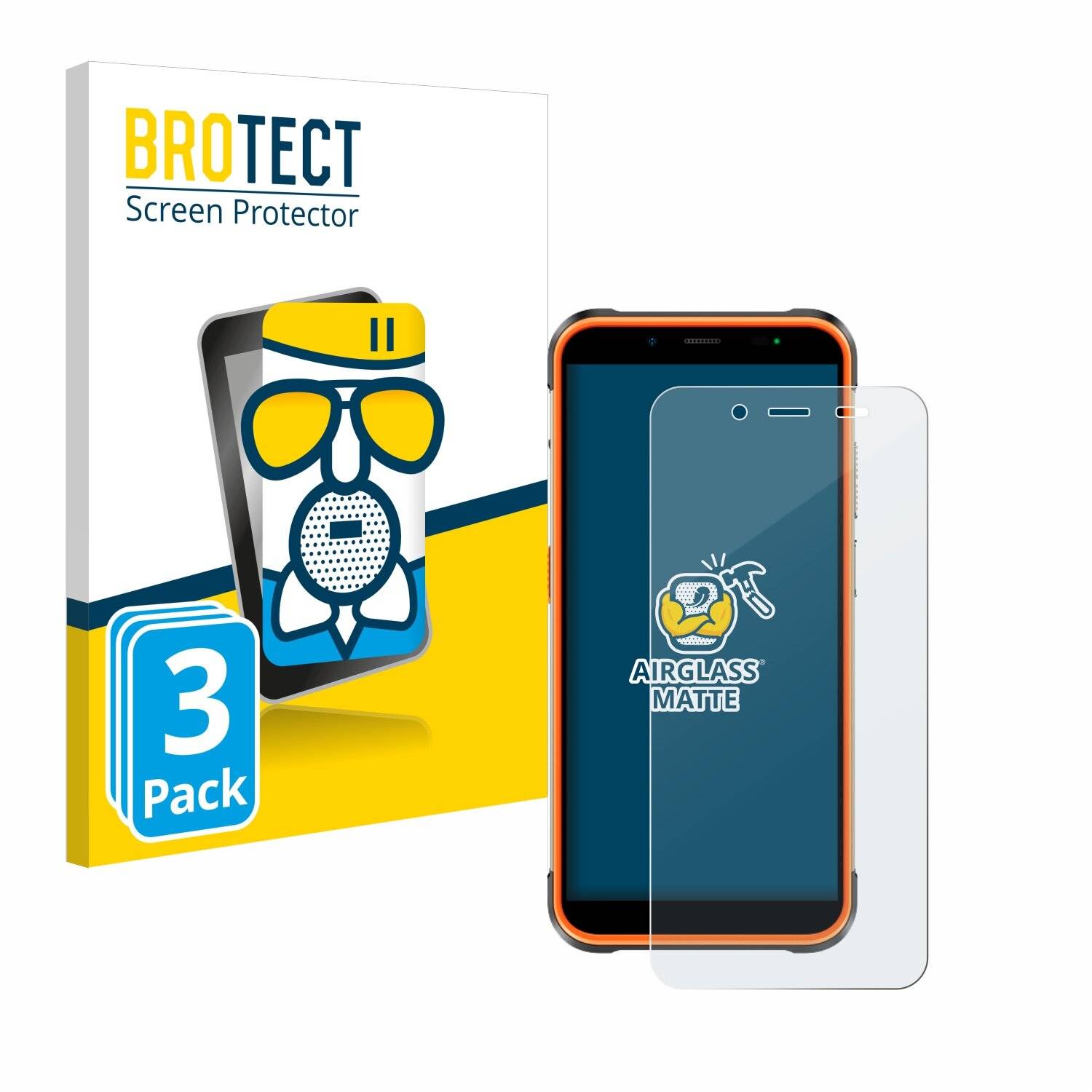 3x BROTECT AirGlass Matt Glas Panzer Folie für Ulefone Power Armor