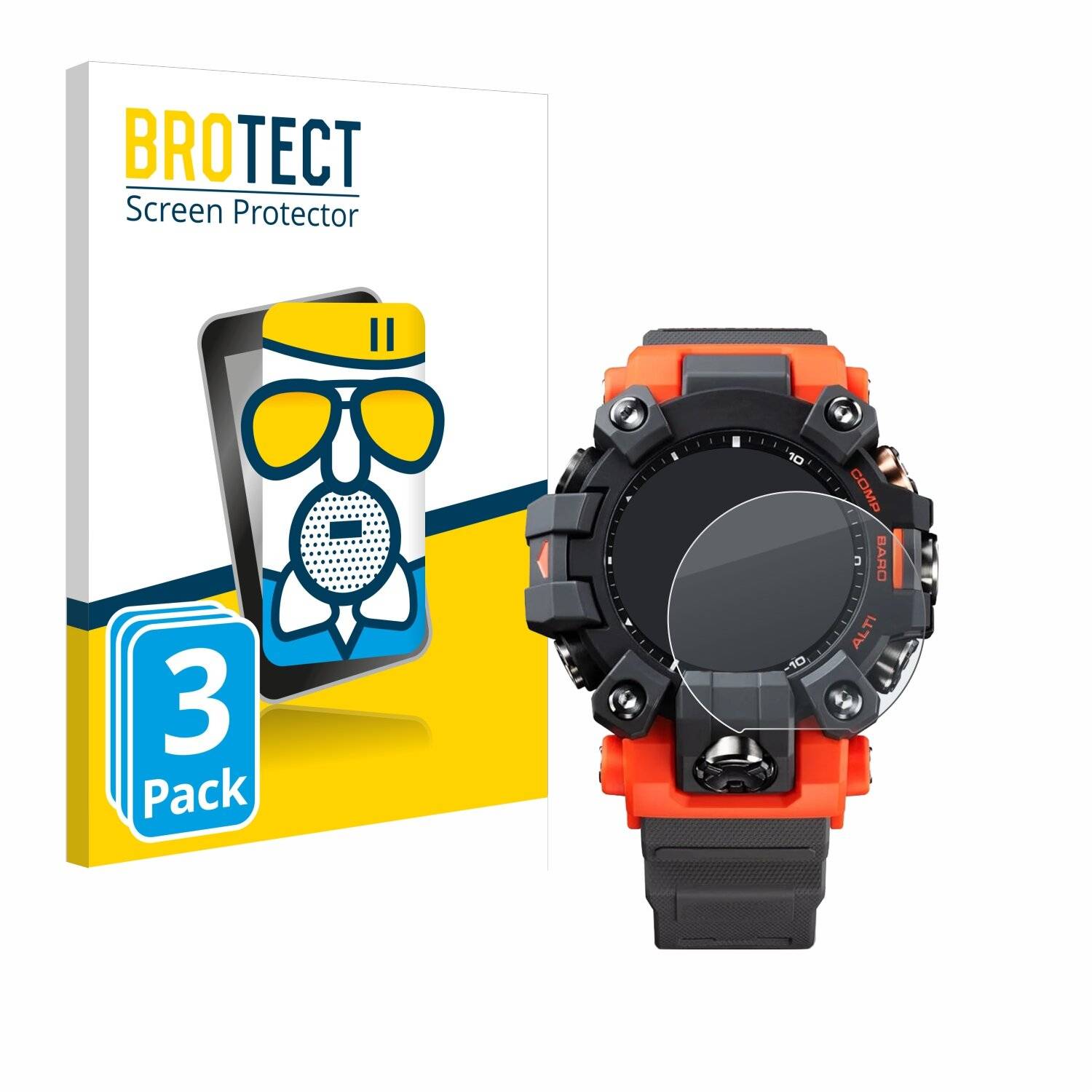 3x BROTECT AirGlass Matt Glas Panzer Folie für Casio G-Shock