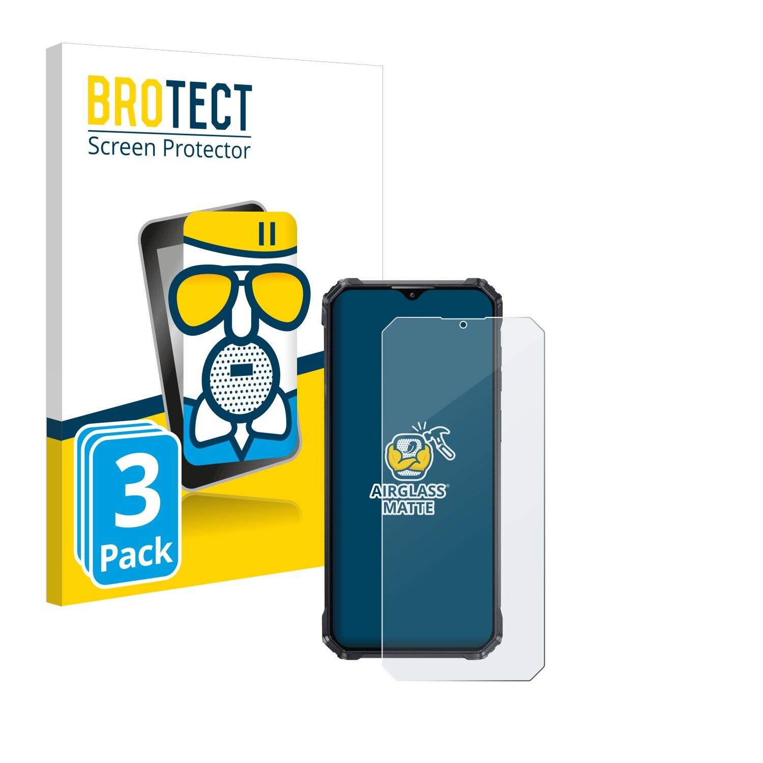 3x BROTECT AirGlass Matt Glas Panzer Folie für Oukitel