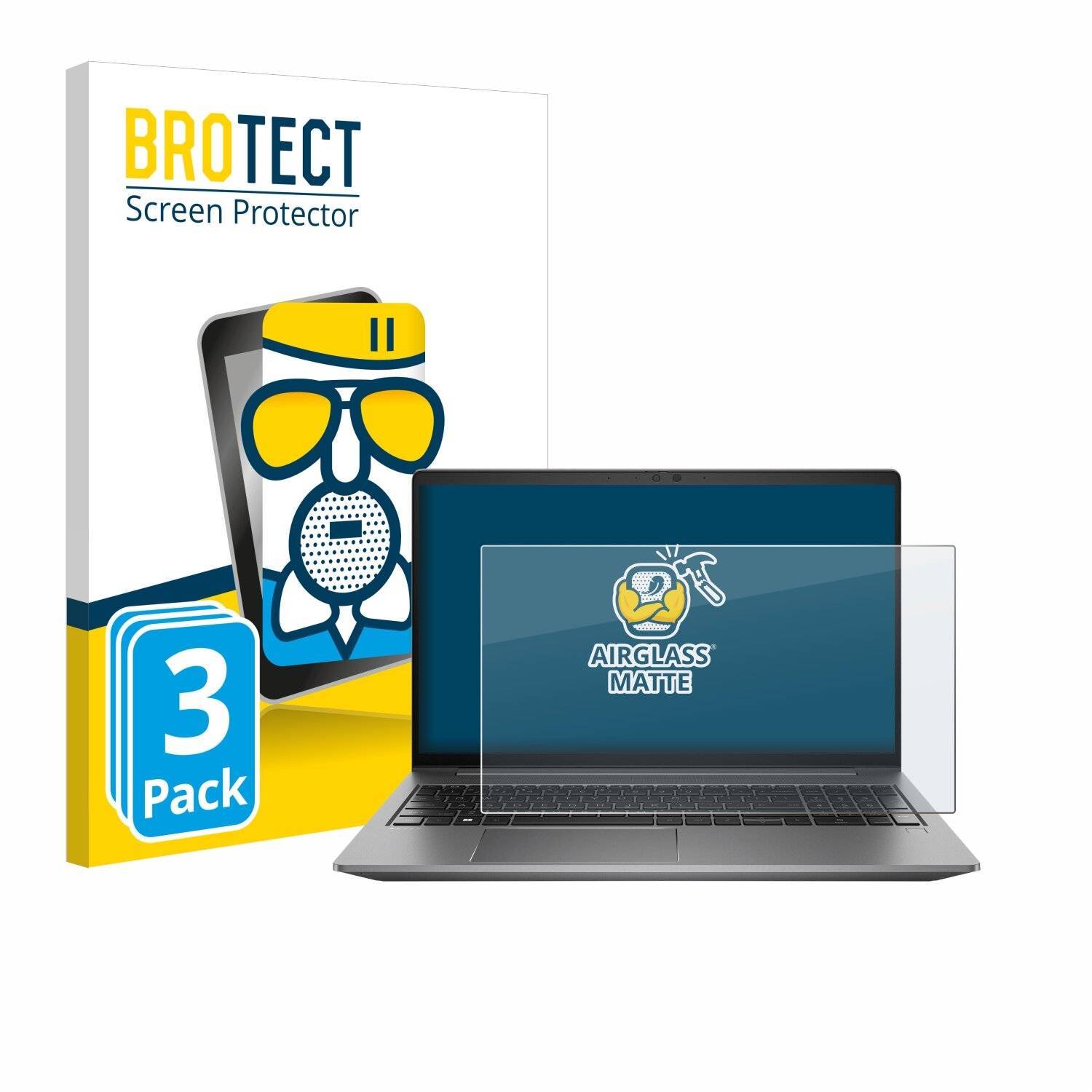 3x BROTECT AirGlass Matt Glas Panzer Folie für HP Zbook Power 15