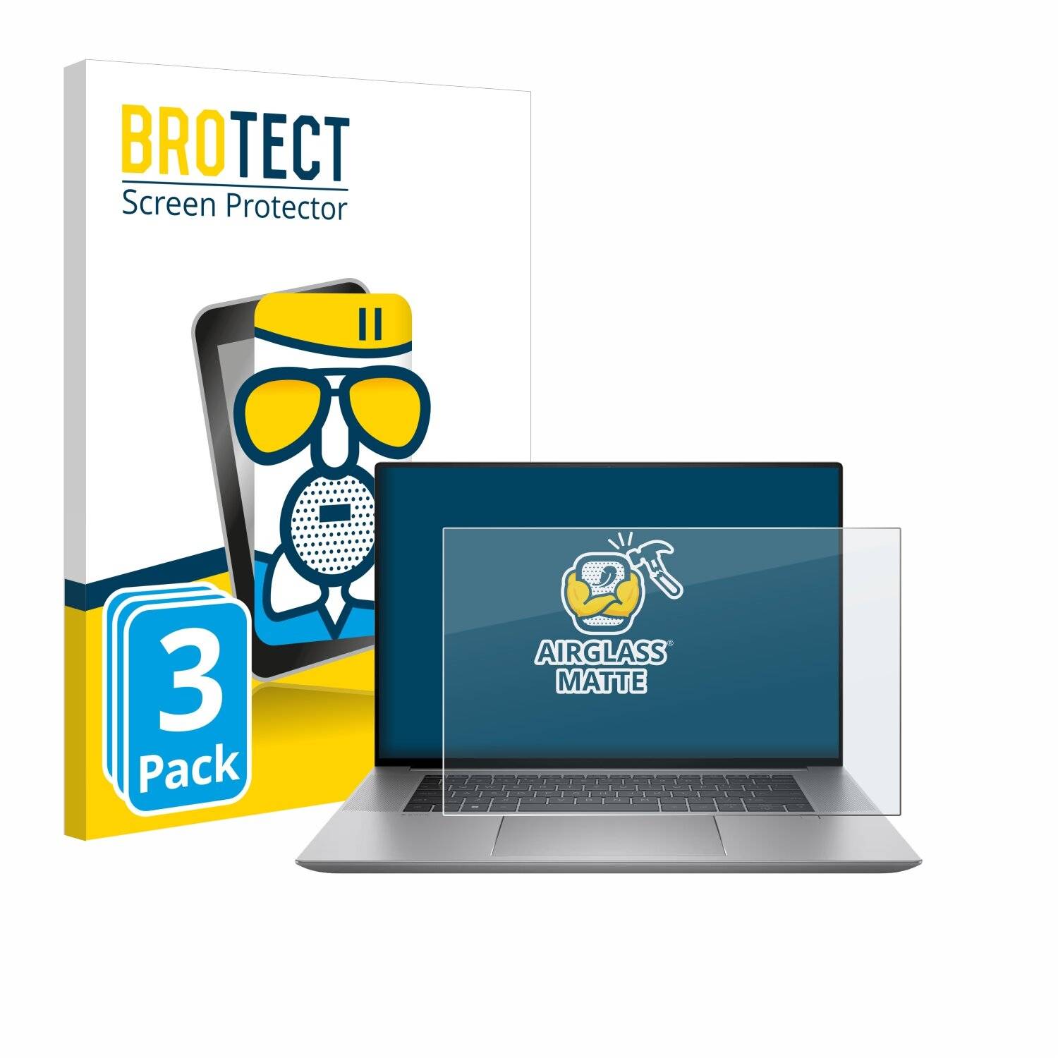 3x BROTECT AirGlass Matt Glas Panzer Folie für HP Zbook Studio 16