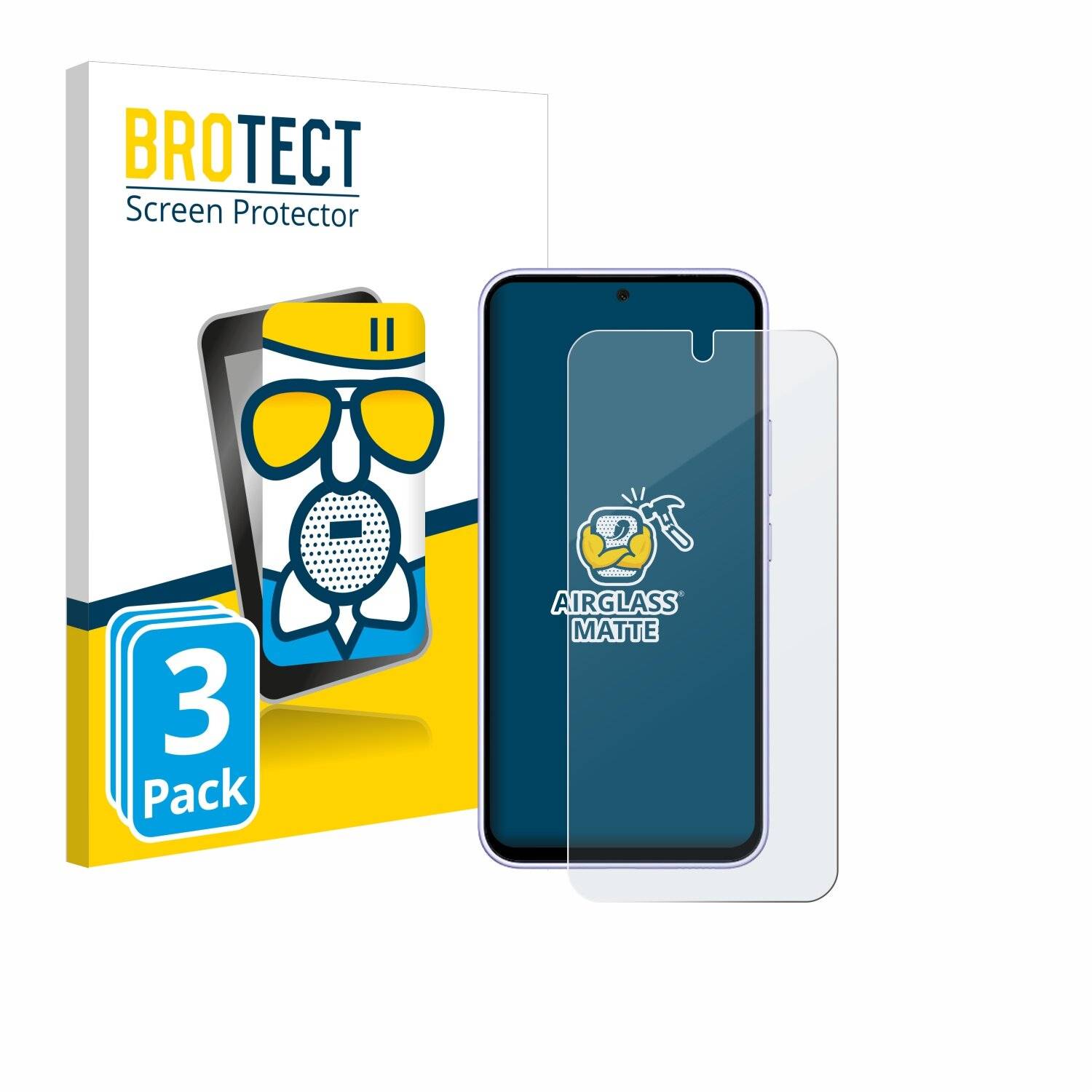 3x BROTECT AirGlass Matt Glas Panzer Folie für Samsung Galaxy A54 5G Enterprise