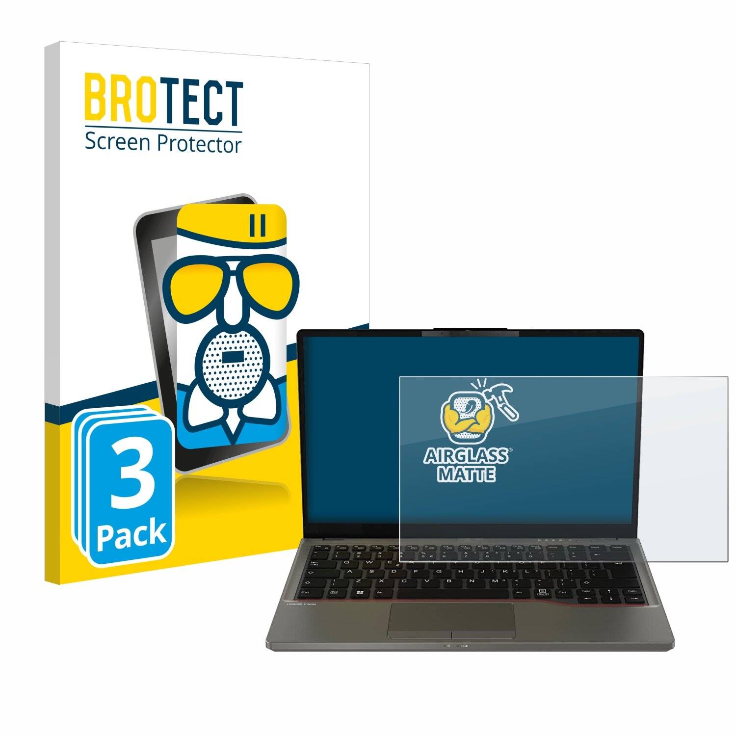 3x BROTECT AirGlass Matt Glas Panzer Folie für Fujitsu Lifebook