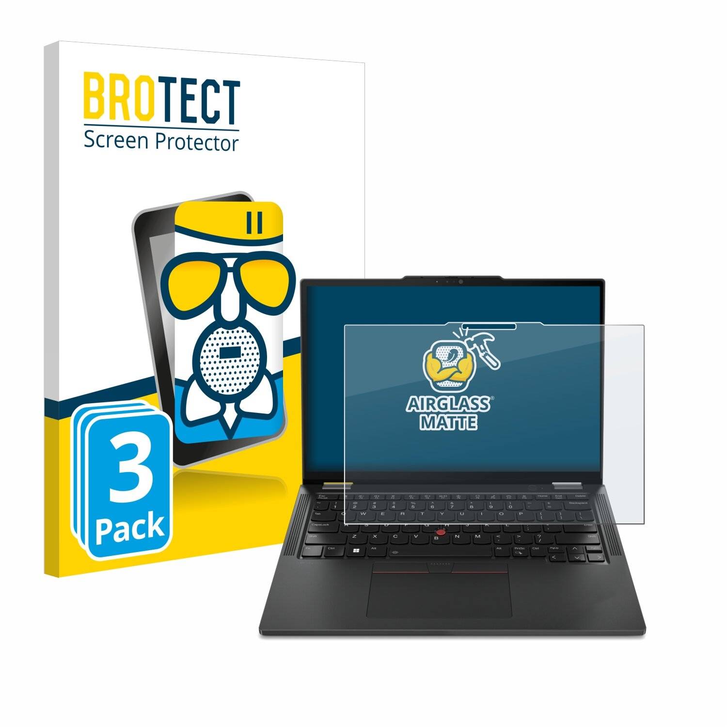 3x BROTECT AirGlass Matt Glas Panzer Folie für Lenovo ThinkPad X13 2-in-1 Gen