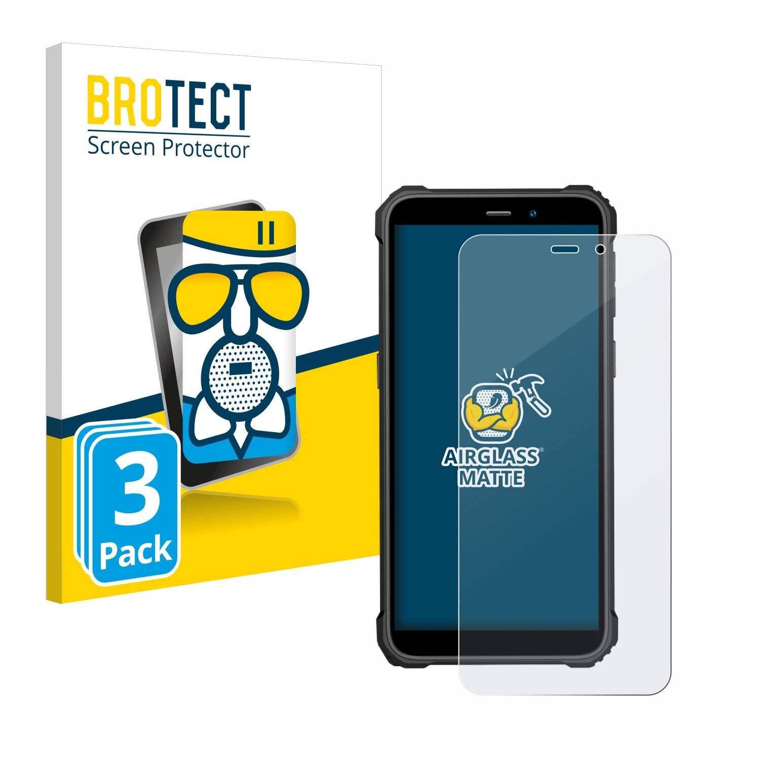 3x BROTECT AirGlass Matt Glas Panzer Folie für Oukitel
