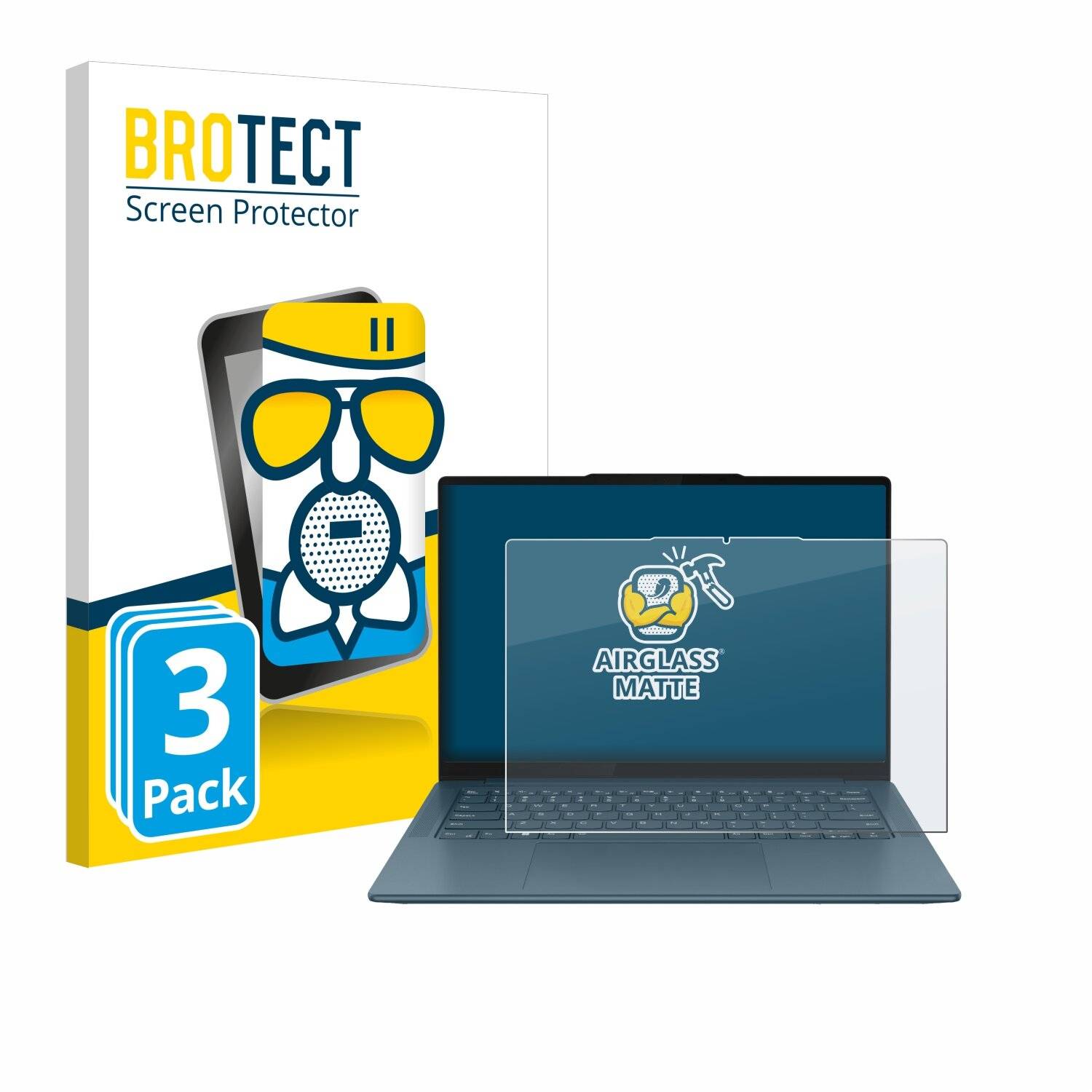 3x BROTECT AirGlass Matt Glas Panzer Folie für Lenovo Yoga Pro 7i Gen 9
