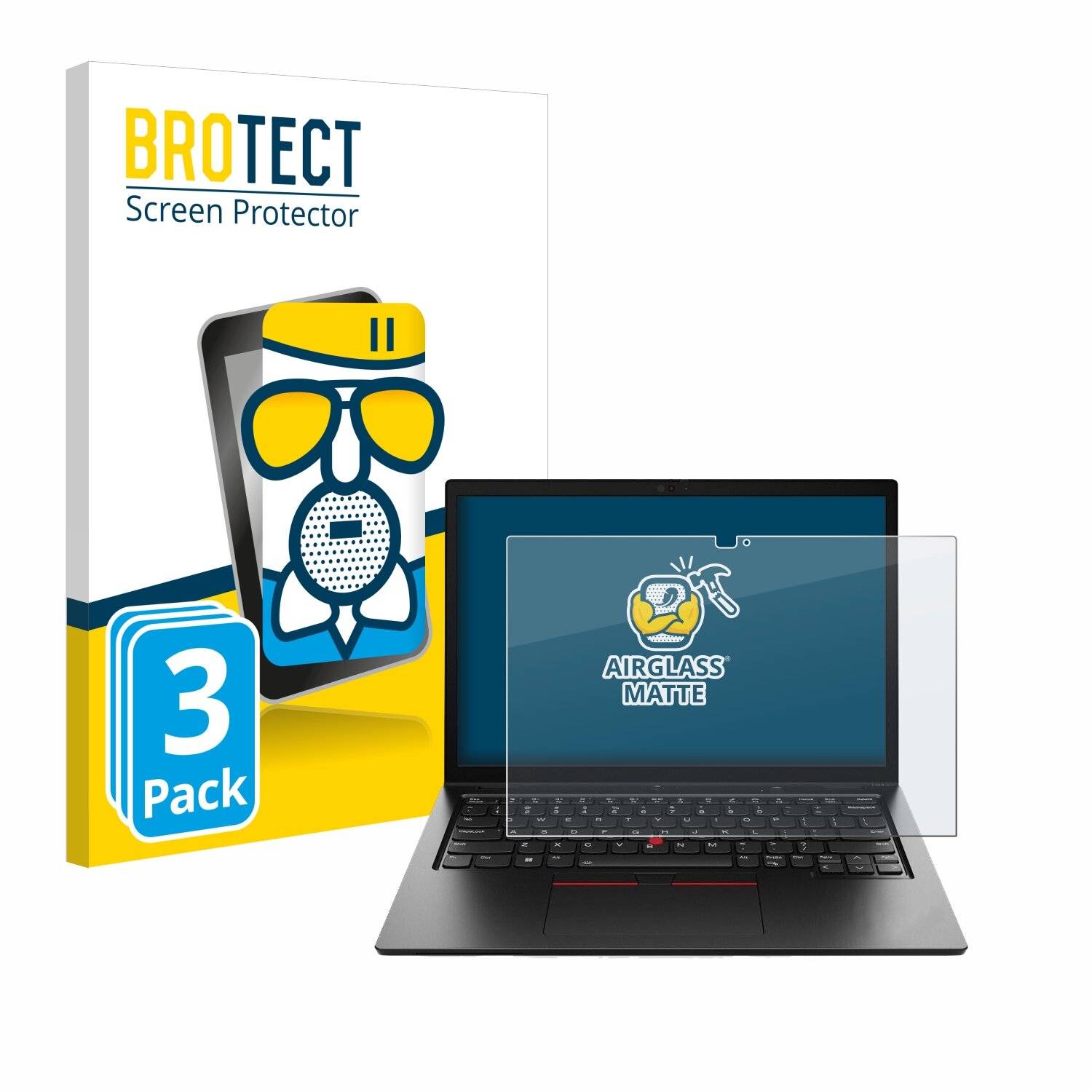 3x BROTECT AirGlass Matt Glas Panzer Folie für Lenovo ThinkPad L13 2-in-1 Gen