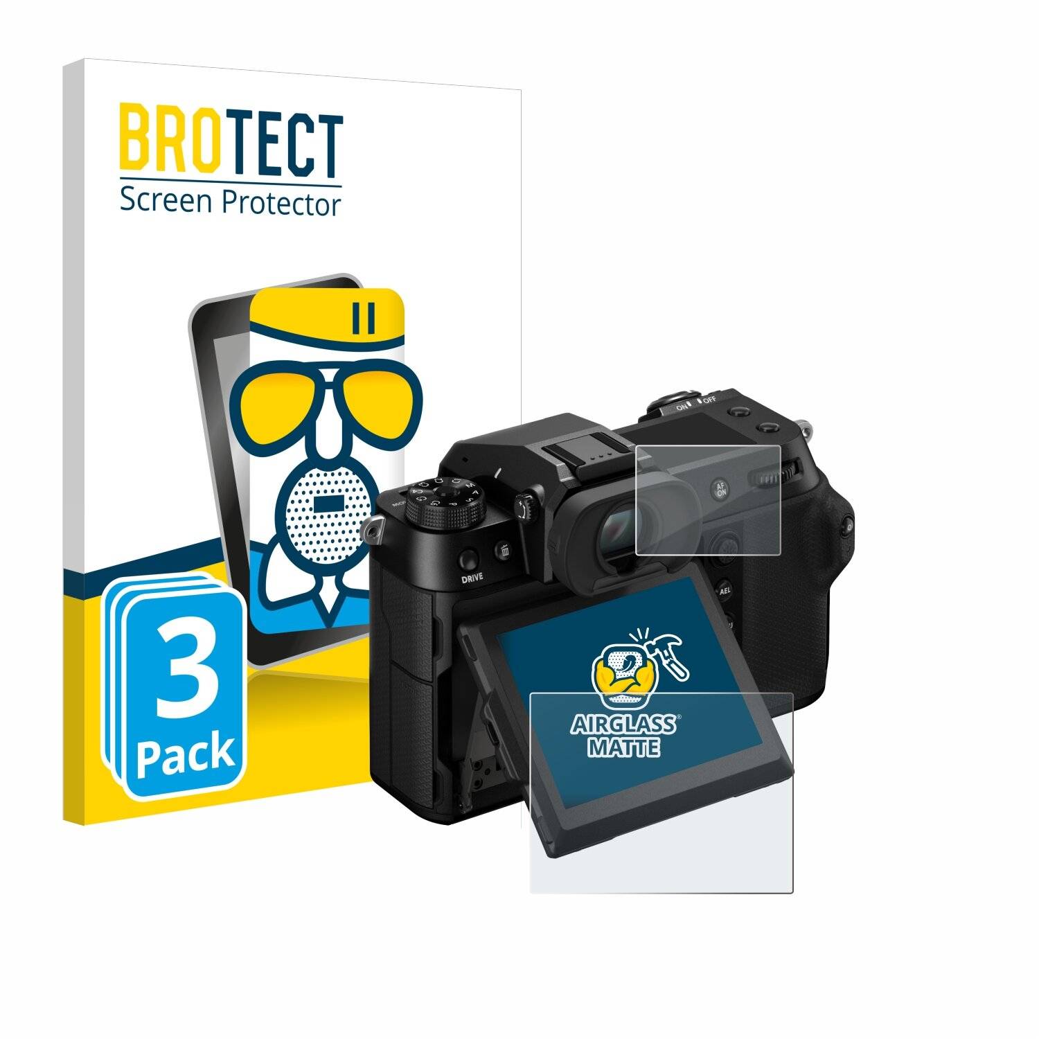 3x BROTECT AirGlass Matt Glas Panzer Folie für Fujifilm GFX100S II (Display +