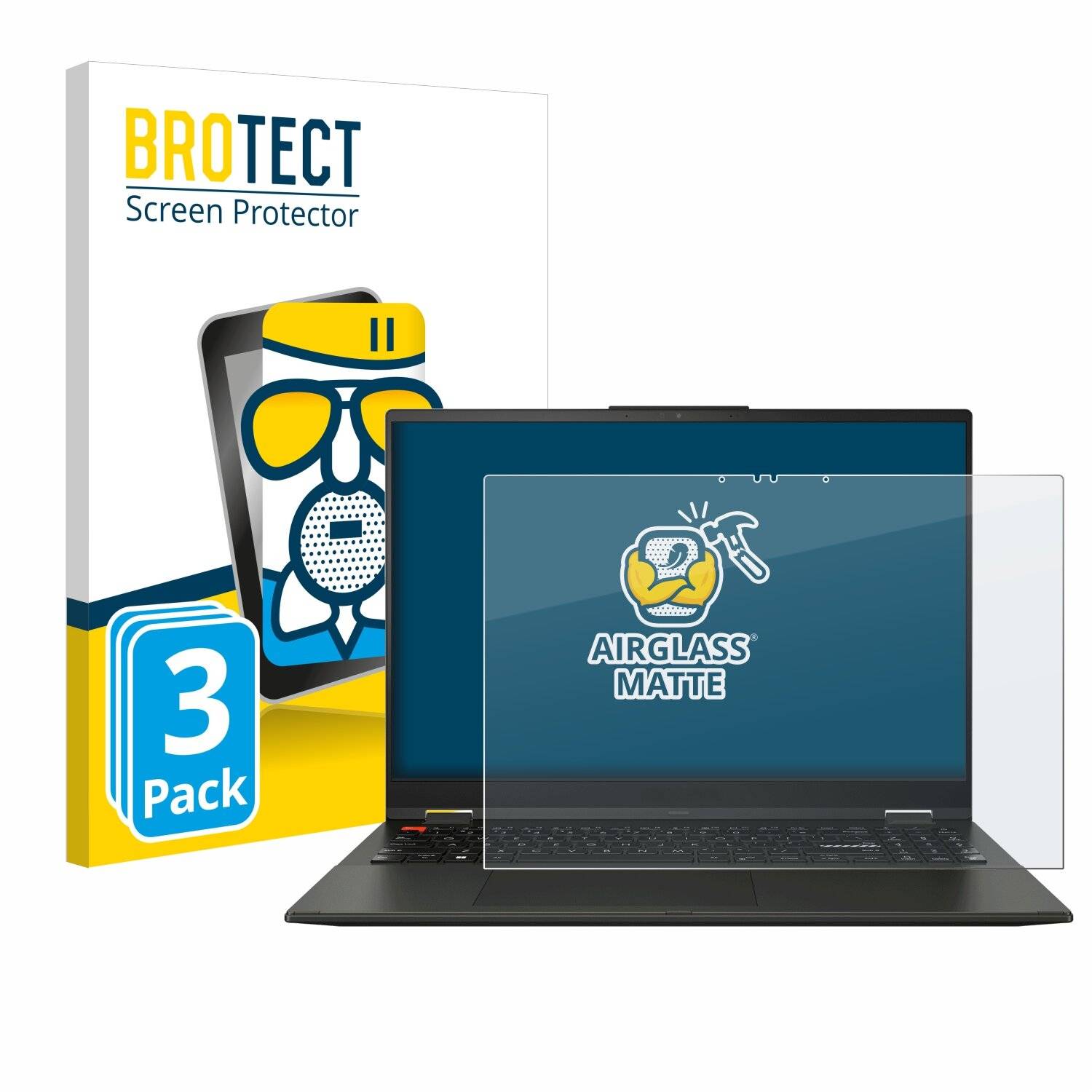 3x BROTECT AirGlass Matt Glas Panzer Folie für ASUS Vivobook S 16 Flip