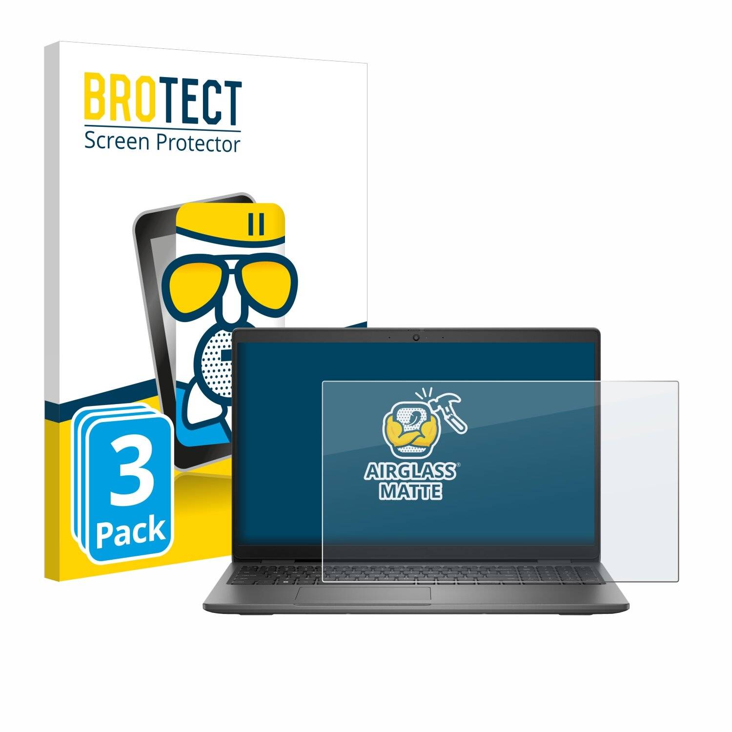 3x BROTECT AirGlass Matt Glas Panzer Folie für Dell Latitude 15