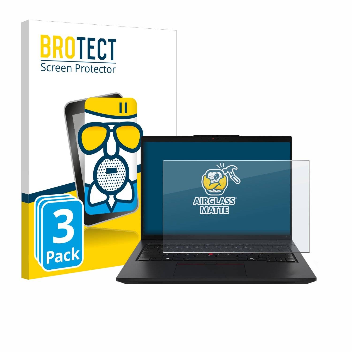 3x BROTECT AirGlass Matt Glas Panzer Folie für Lenovo ThinkPad L14 Gen