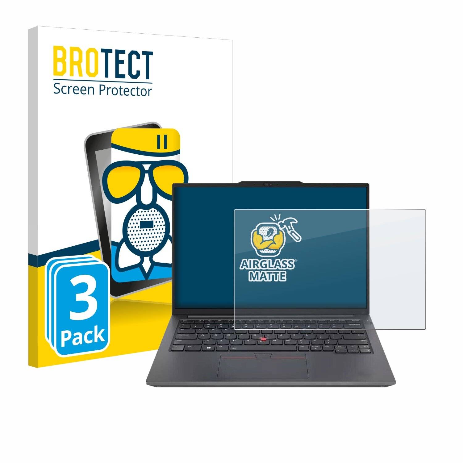 3x BROTECT AirGlass Matt Glas Panzer Folie für Lenovo ThinkPad E14 Gen