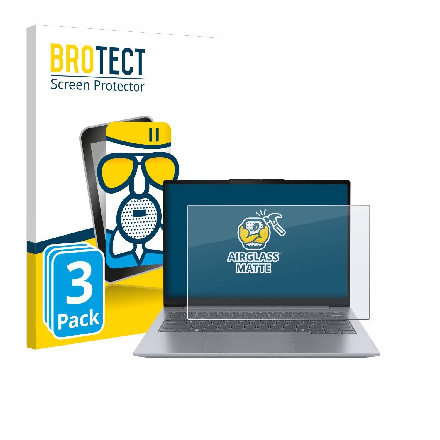 3x BROTECT AirGlass Matt Glas Panzer Folie für Lenovo ThinkBook 14 Gen