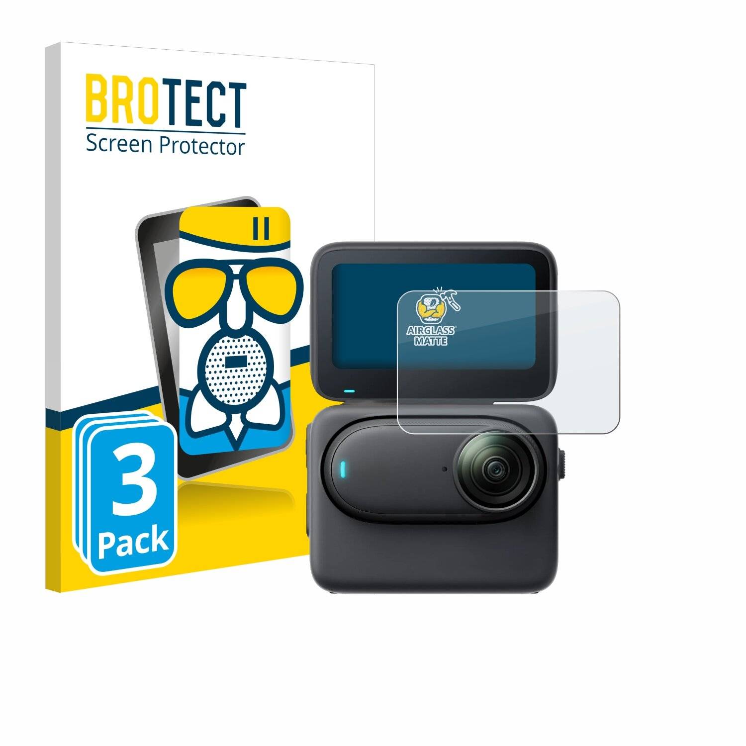 3x BROTECT AirGlass Matt Glas Panzer Folie für Insta360 Go