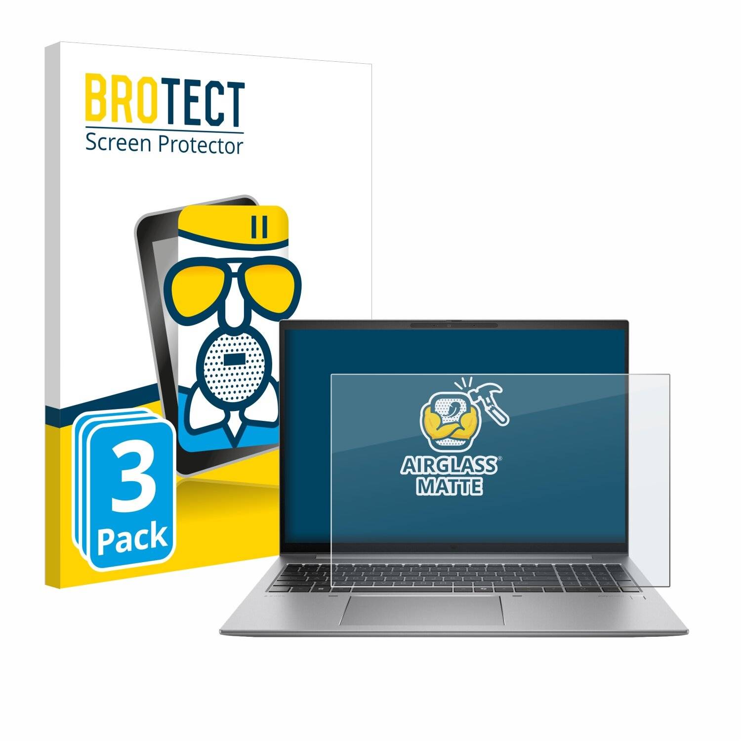 3x BROTECT AirGlass Matt Glas Panzer Folie für HP Zbook Firefly 16